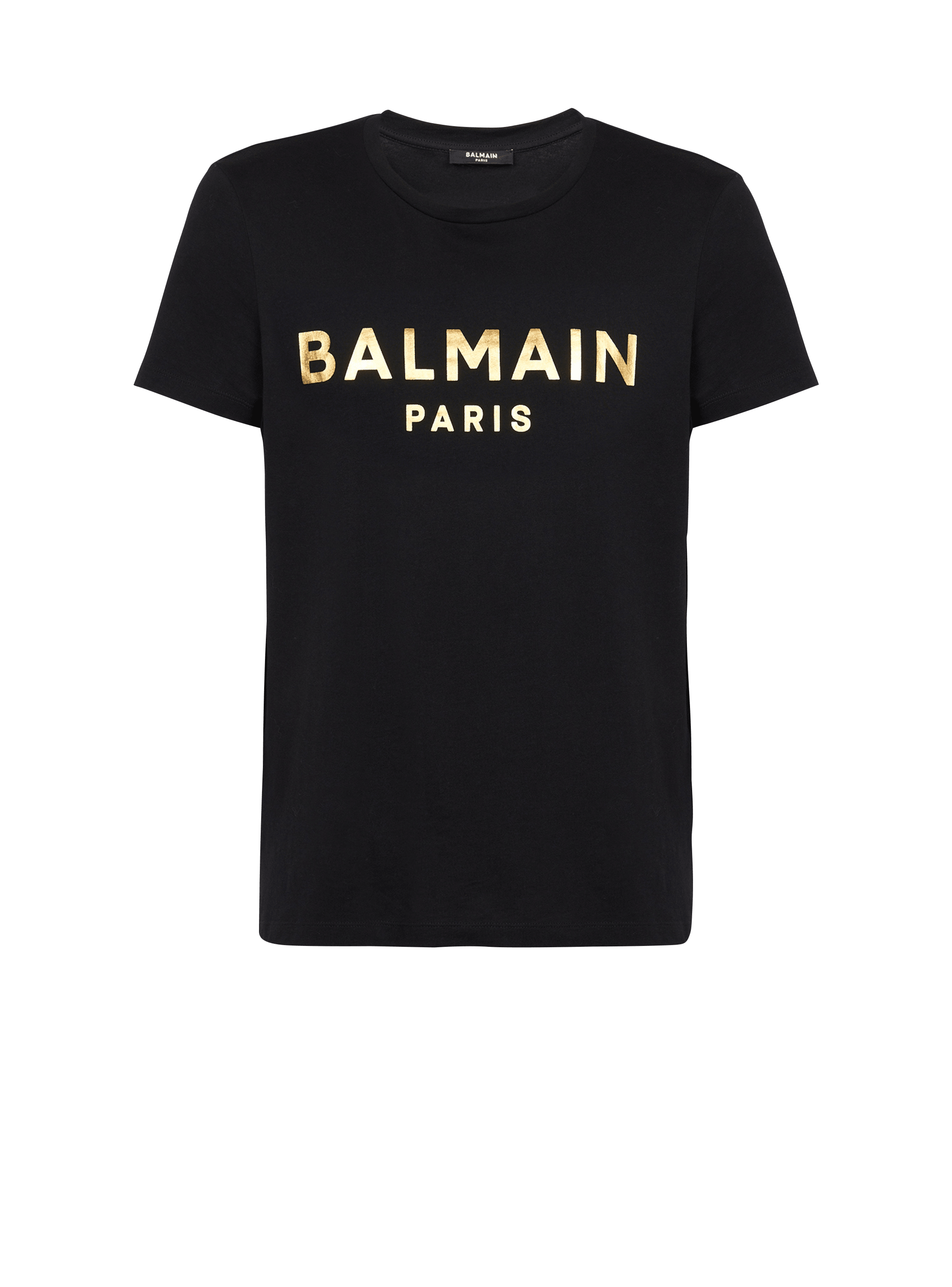 Eco-designed cotton T-shirt with Balmain Paris logo black - | BALMAIN
