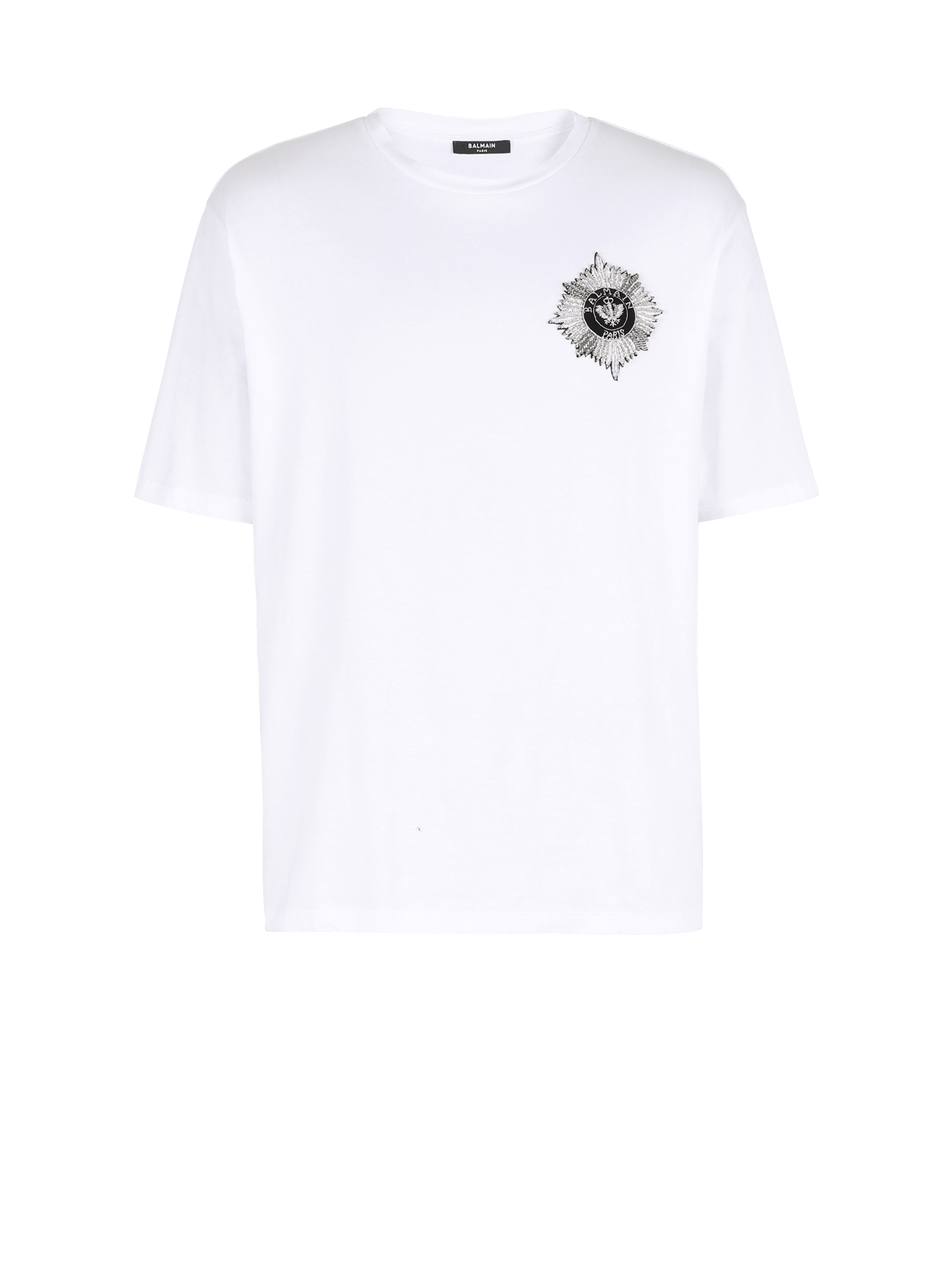 T-shirt with Balmain badge, white, hi-res