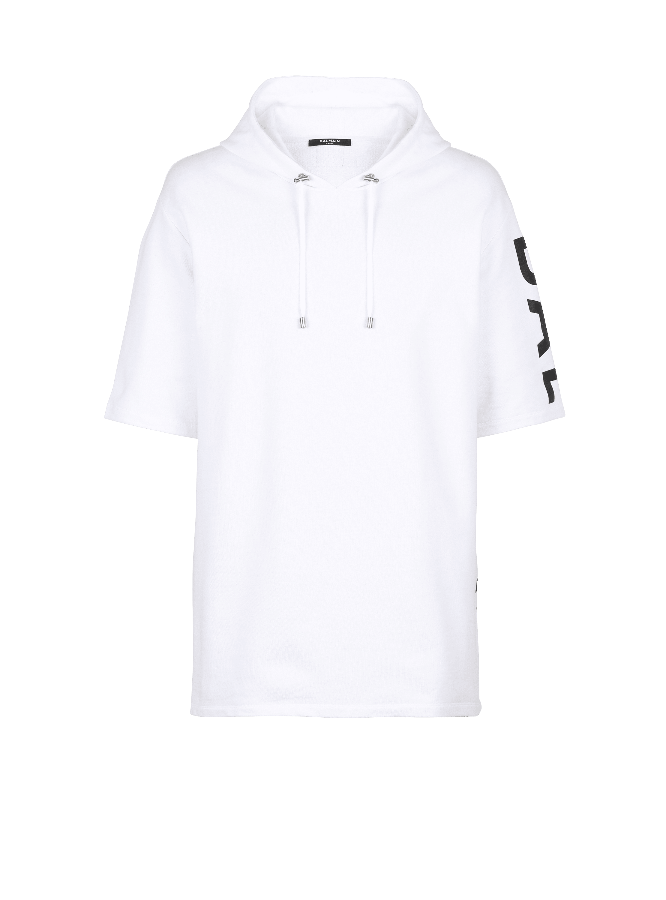 Sweat-shirt à capuche oversize en coton imprimé logo Balmain