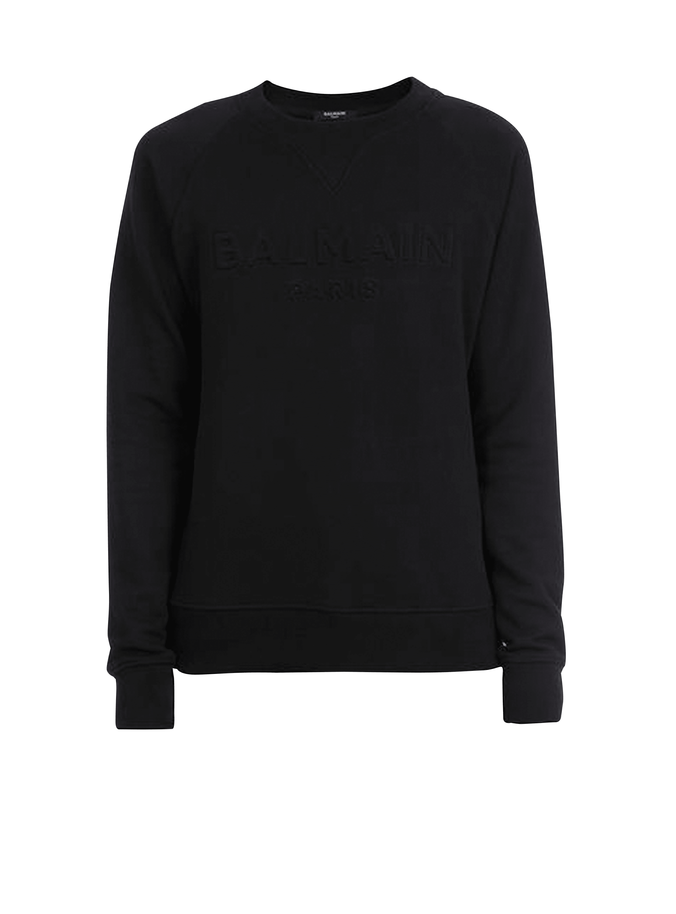 Sweat-shirt en coton noir embossé Balmain