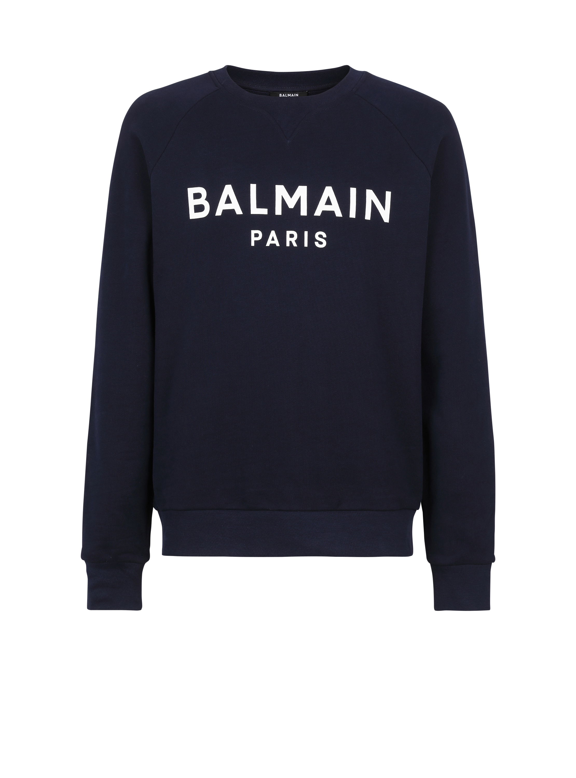 Cotton sweatshirt with flocked Balmain Paris logo