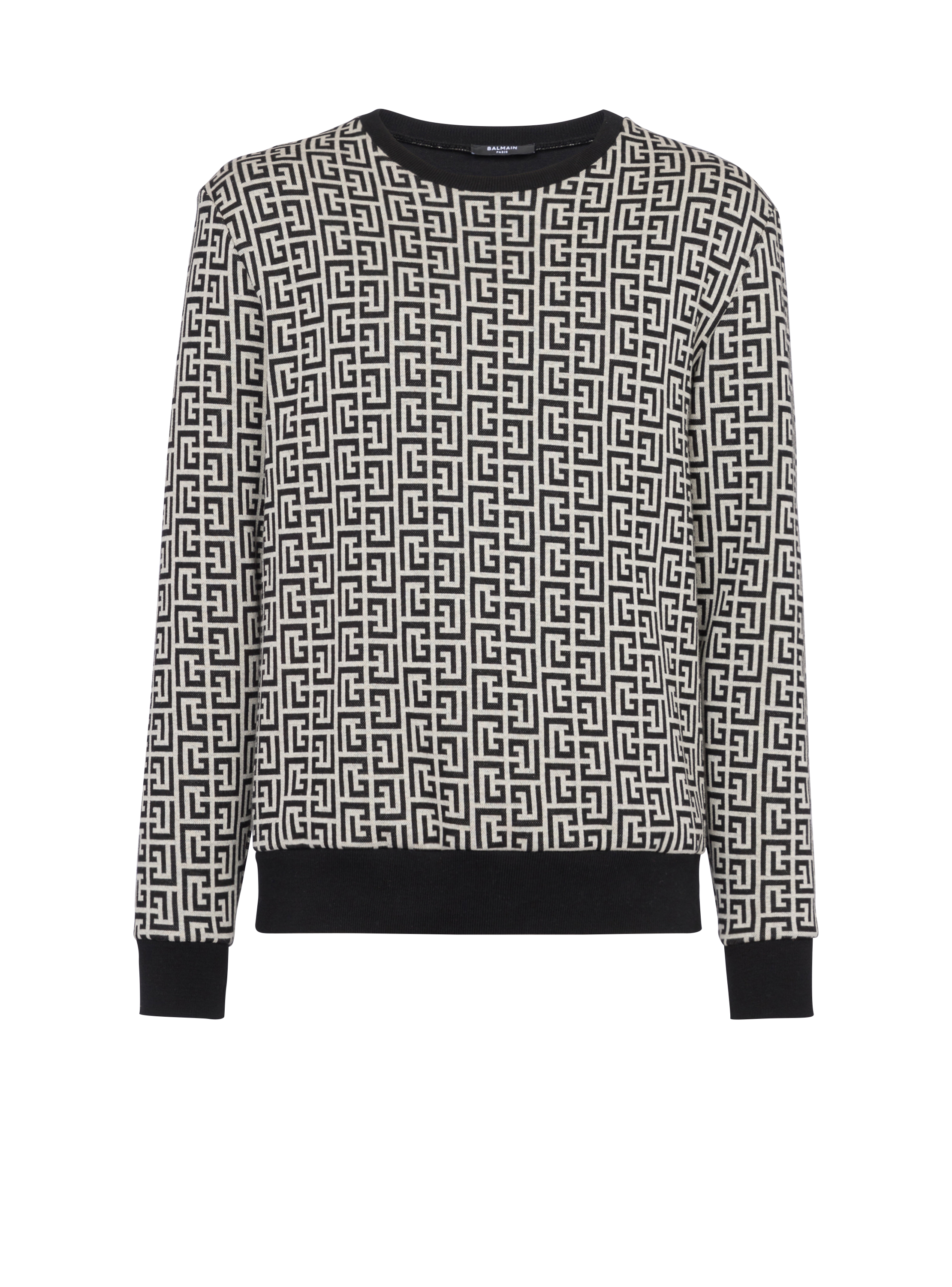 Cotton sweatshirt with monogram, black, hi-res