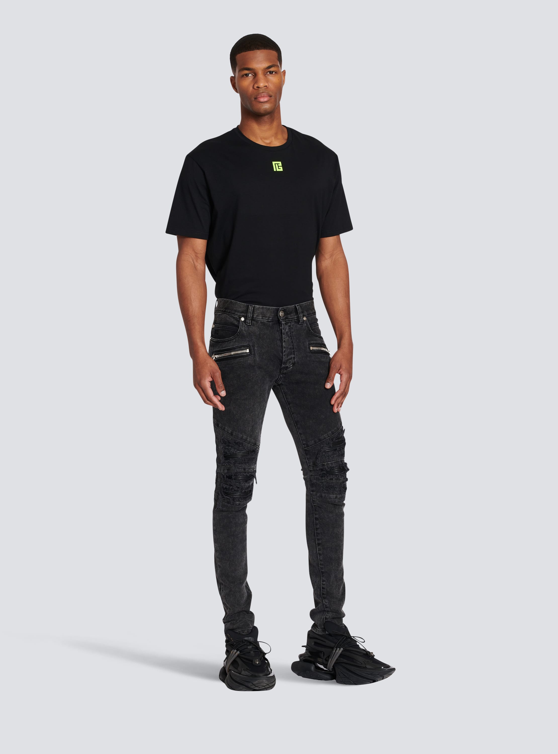 Leather balmain discount jeans