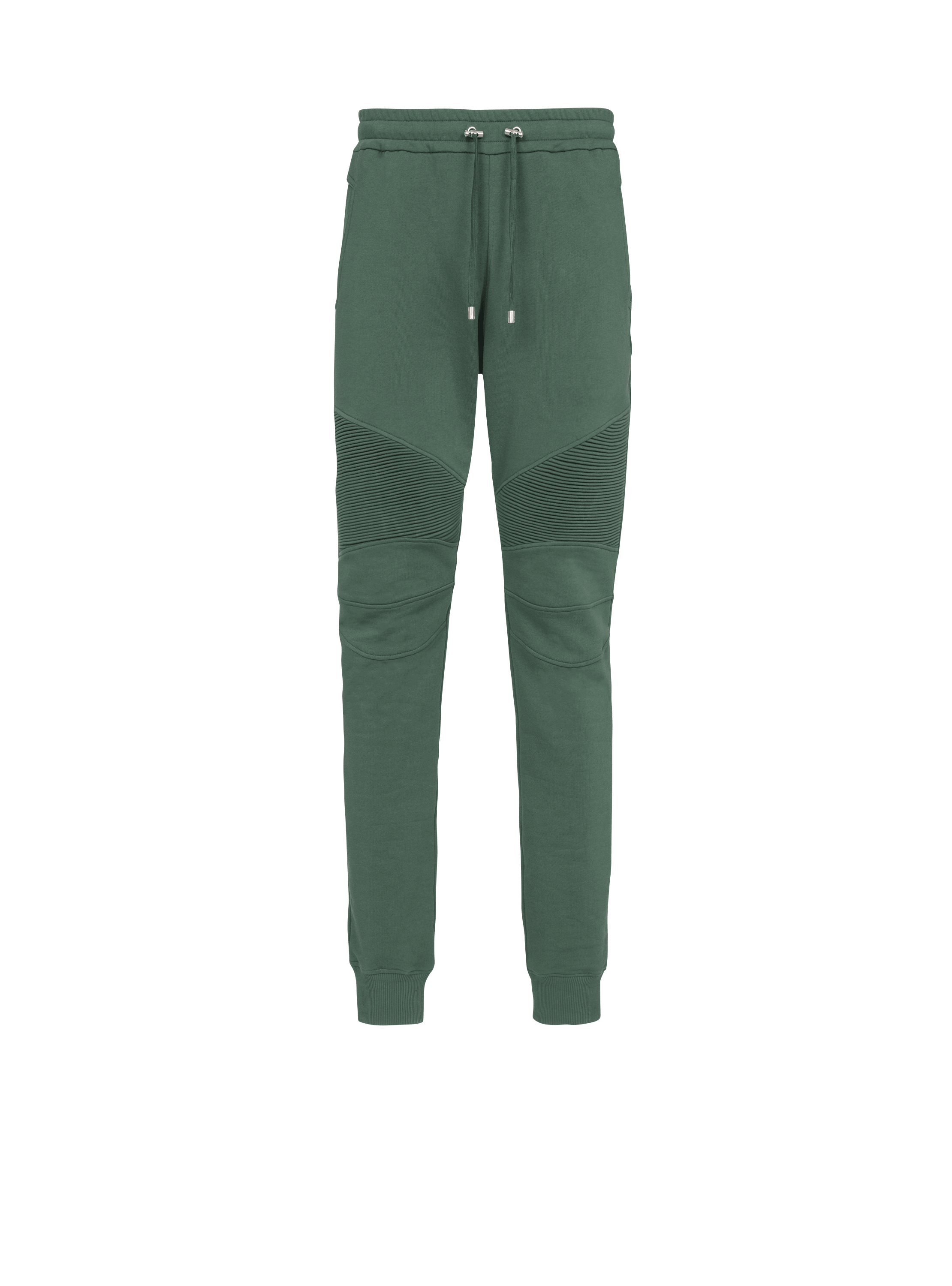 Pantalon de jogging en coton floqué logo Balmain Paris, vert, hi-res