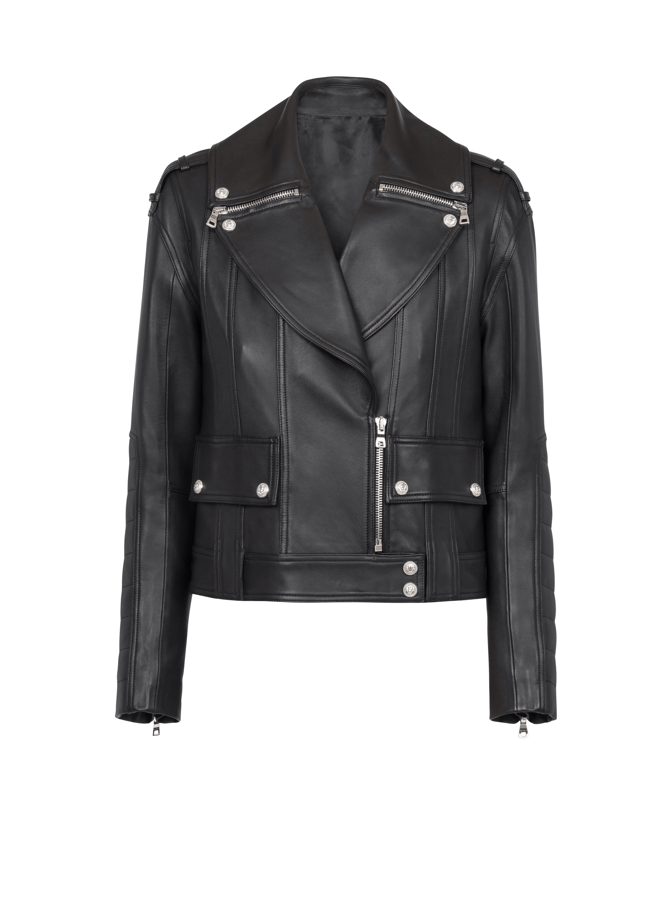 레더 바이커 재킷, black, hi-res