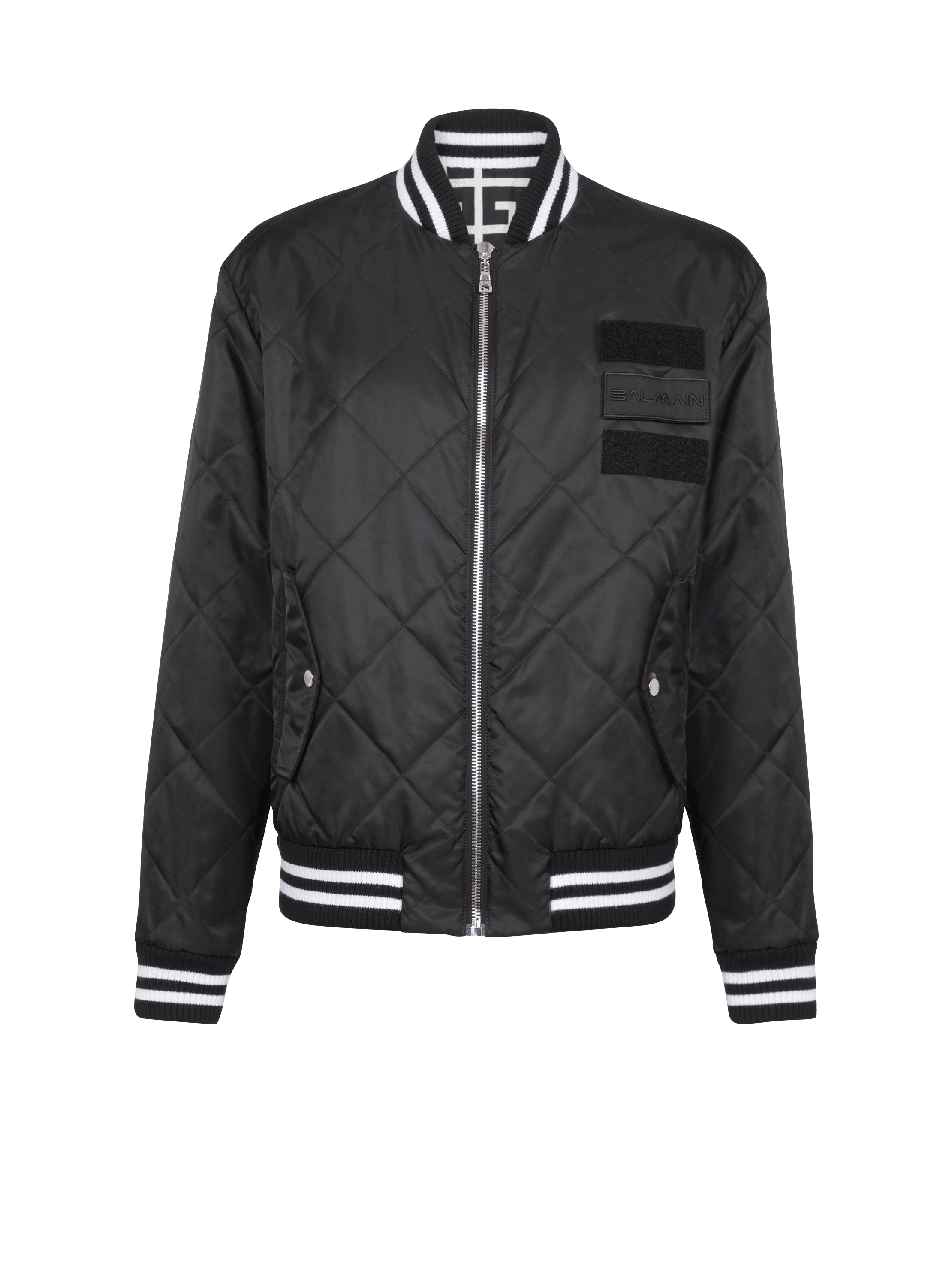 Balmain Black Monogram Reversible Bomber Jacket