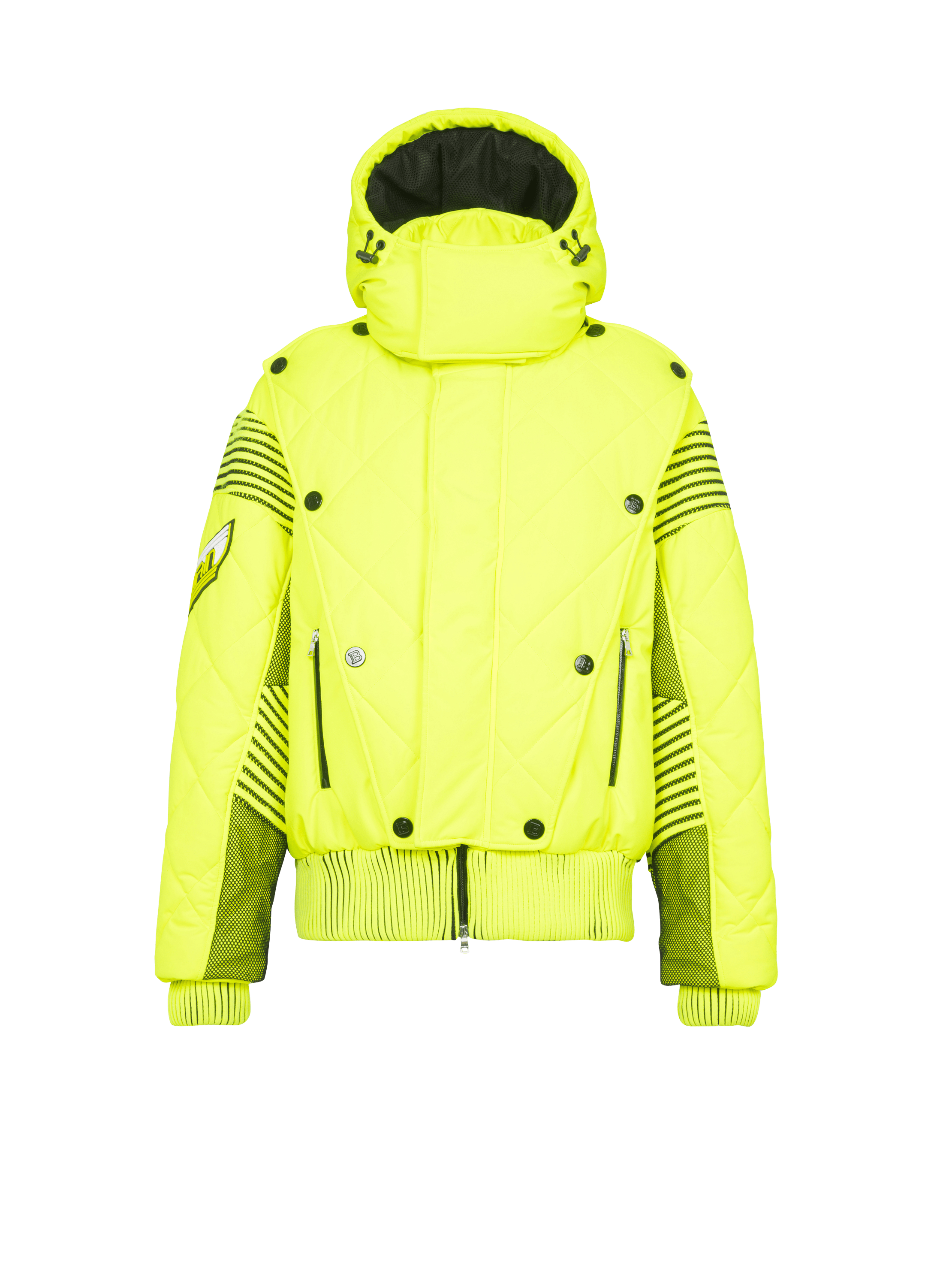 네온 퀼팅 후드 재킷, yellow, hi-res