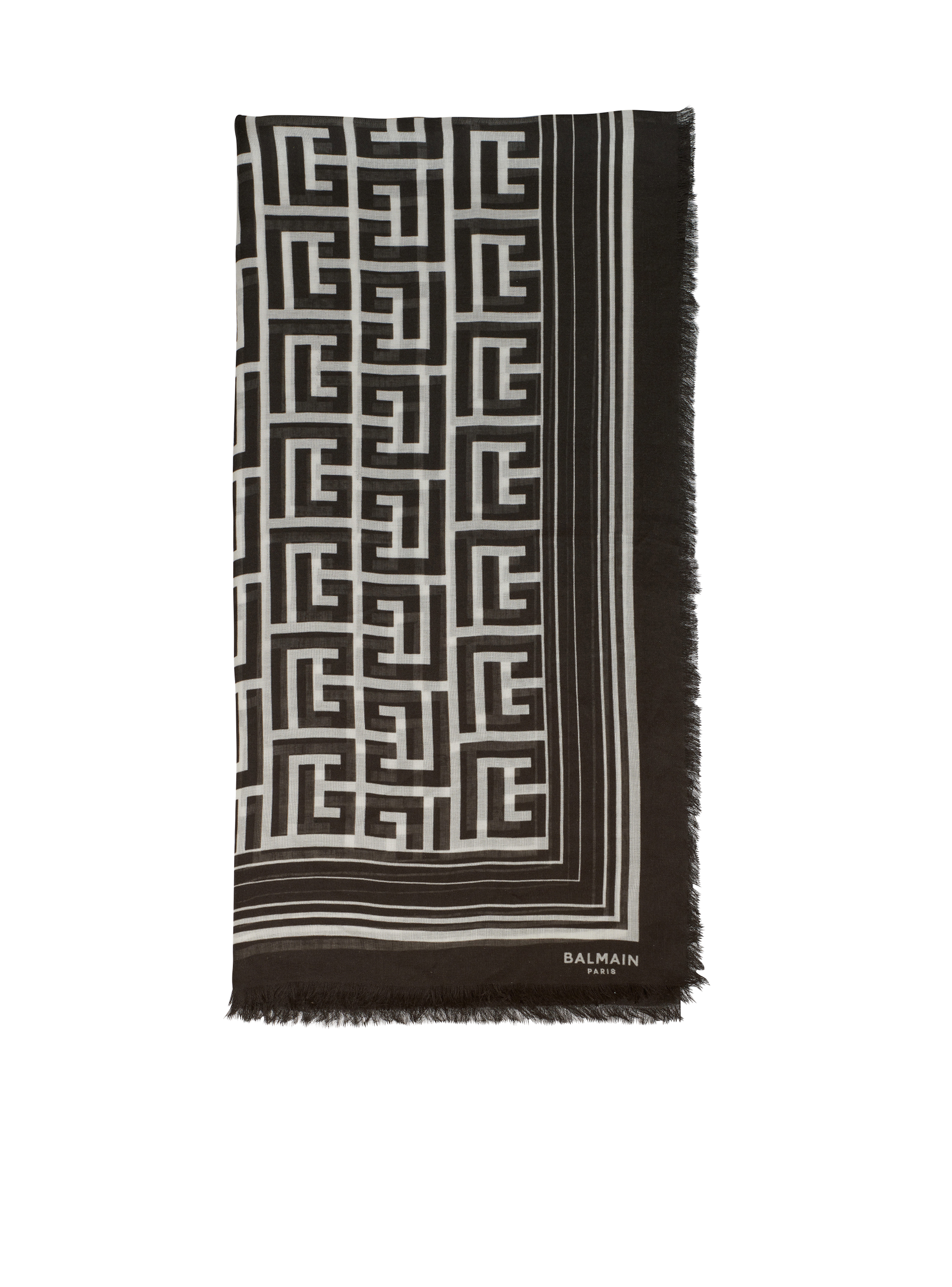 Balmain 모노그램 패턴 디테일 모달 스카프