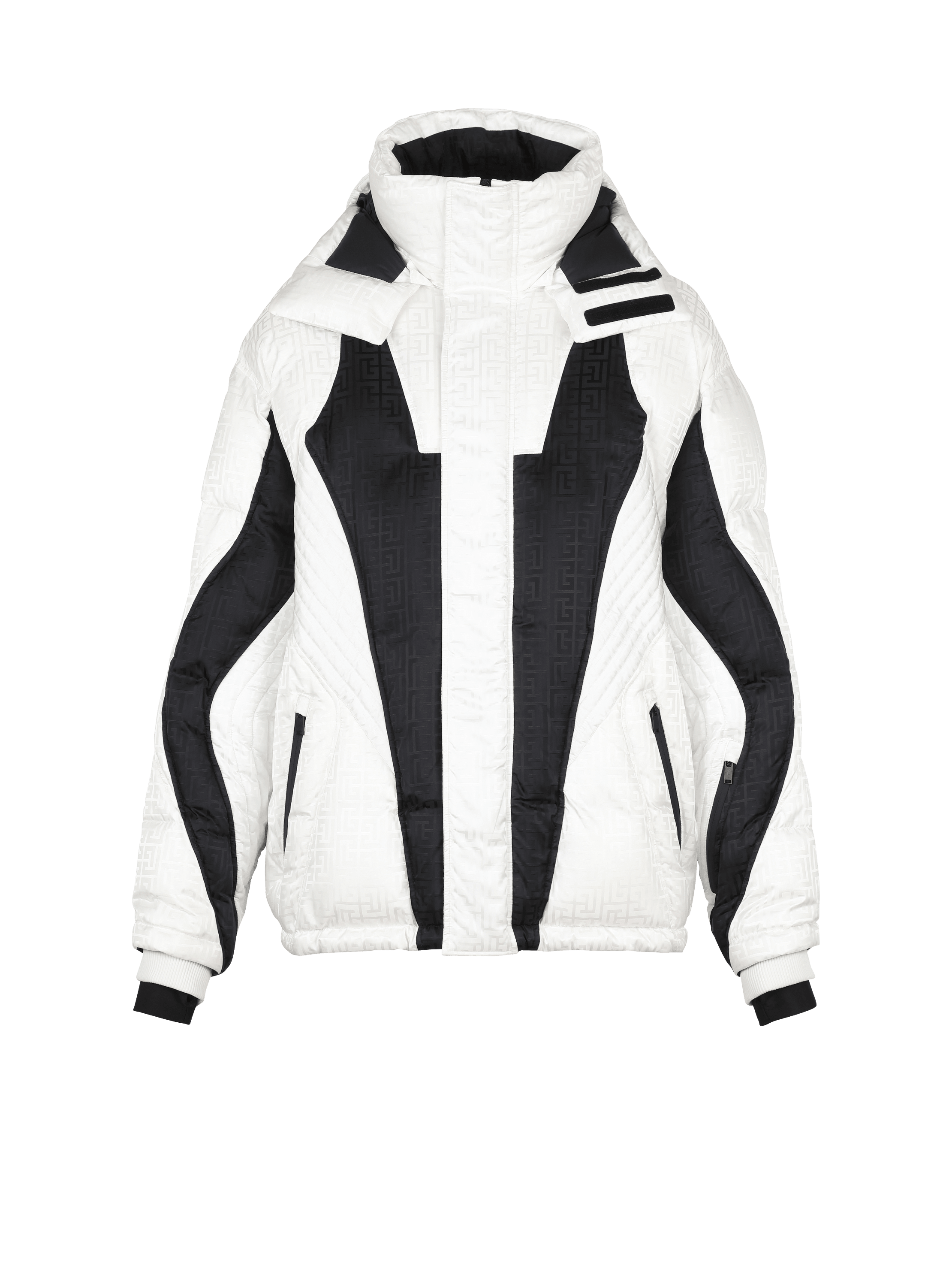Balmain x Rossignol - Balmain monogram ski coat, white, hi-res