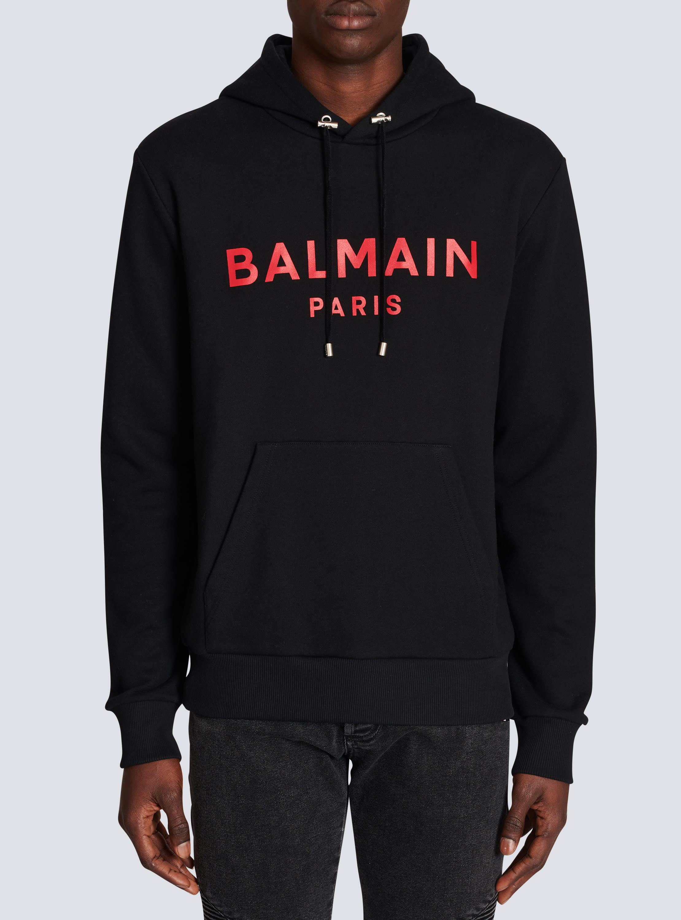 Cotton sweatshirt with Balmain Paris print - Men BALMAIN