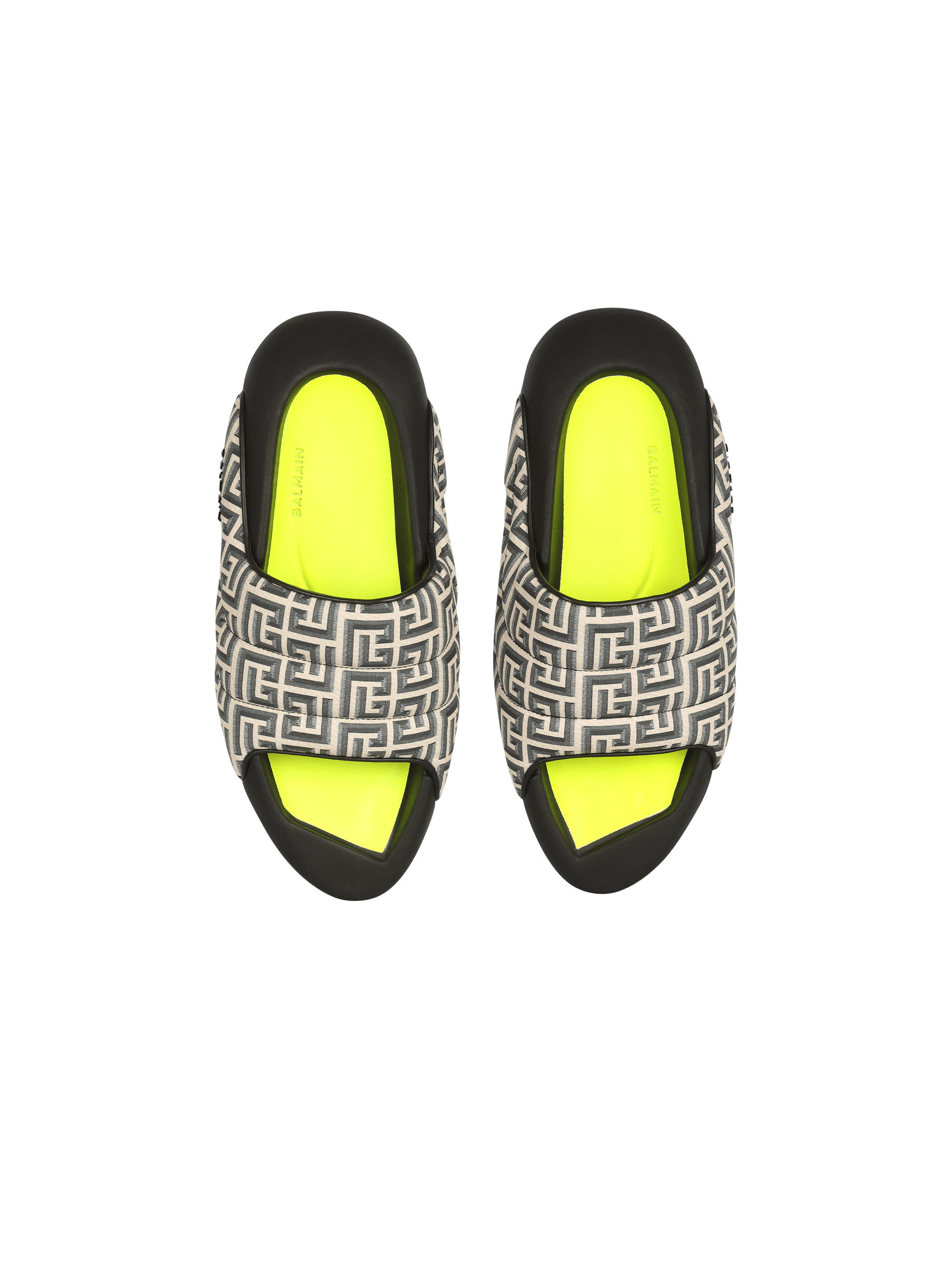 Quilted leather B-IT mules with Balmain monogram print black - Women