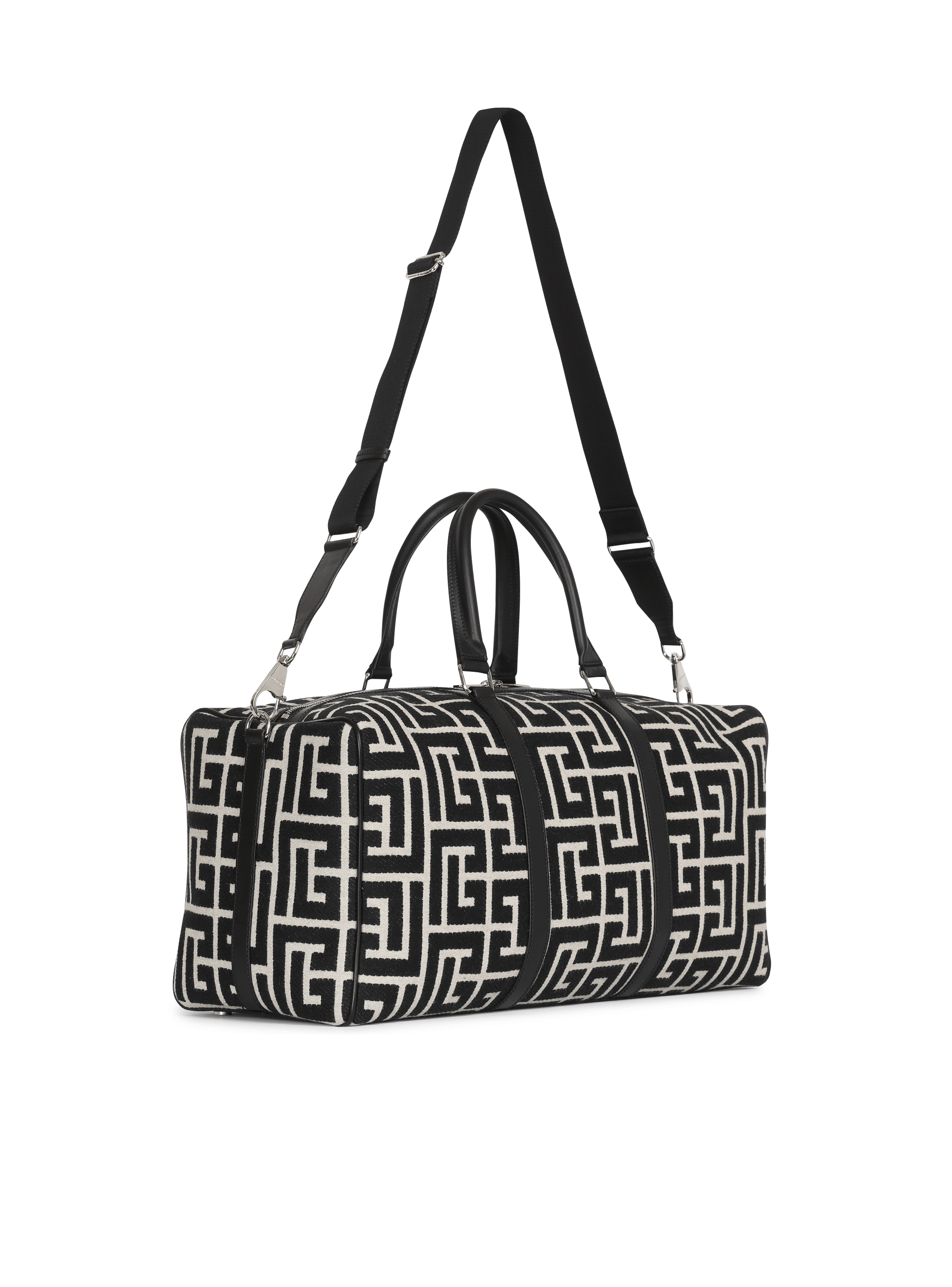 Travel bag with jacquard maxi monogram black - Men | BALMAIN