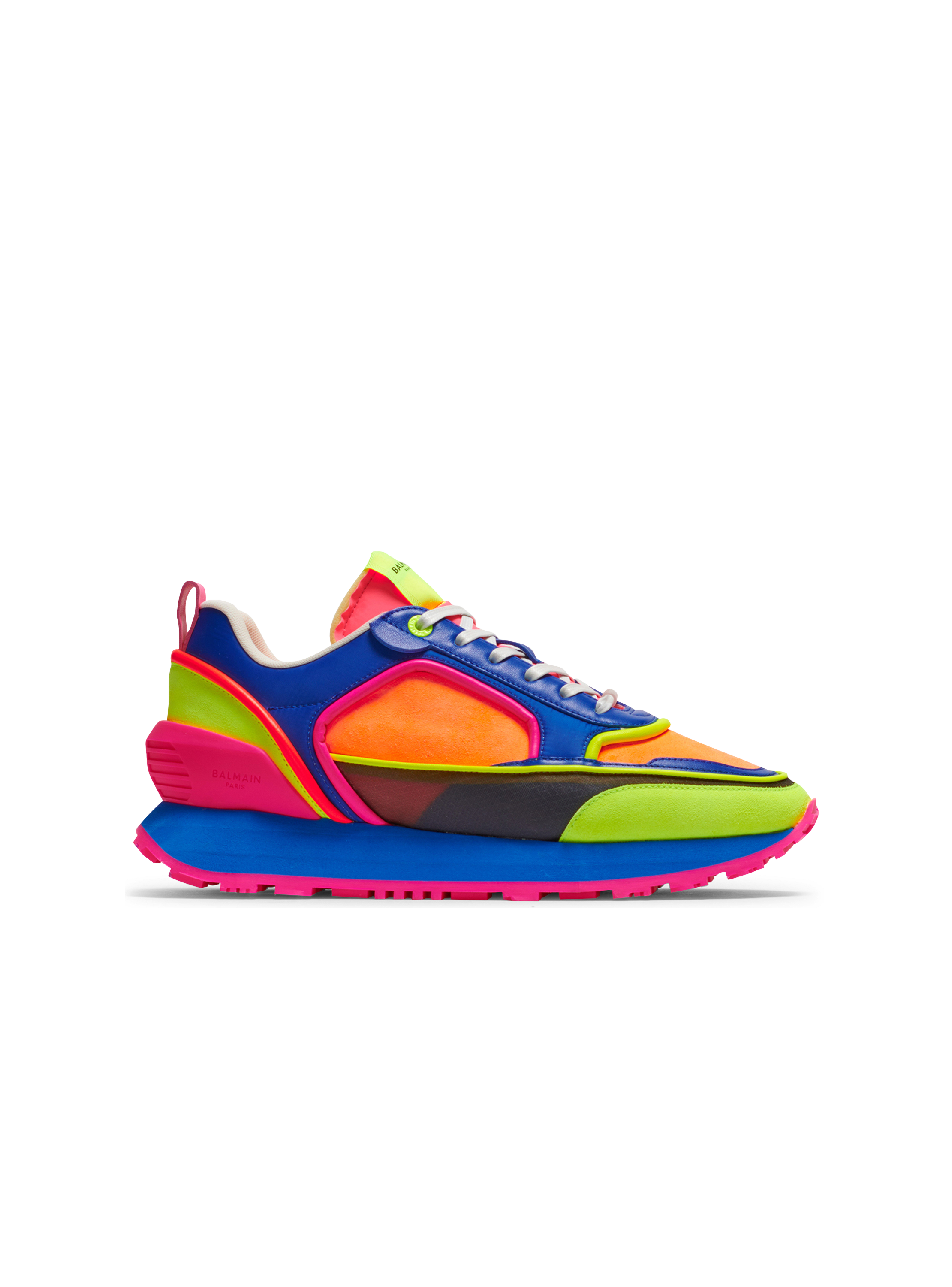 Multicolor suede, nylon and mesh Racer low-top sneakers, multicolor, hi-res
