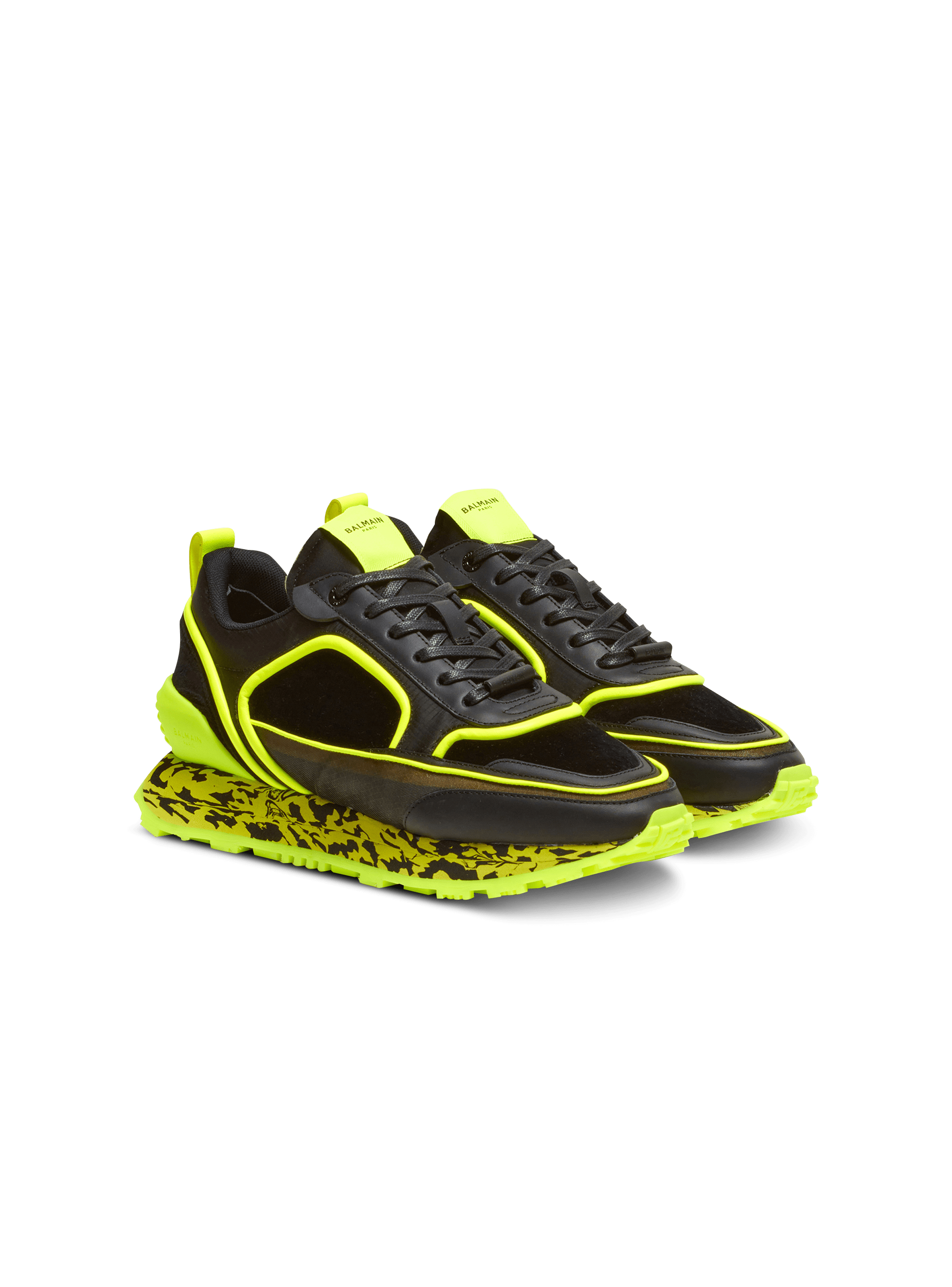 Velvet, nylon and mesh Racer low-top sneakers - Men | BALMAIN
