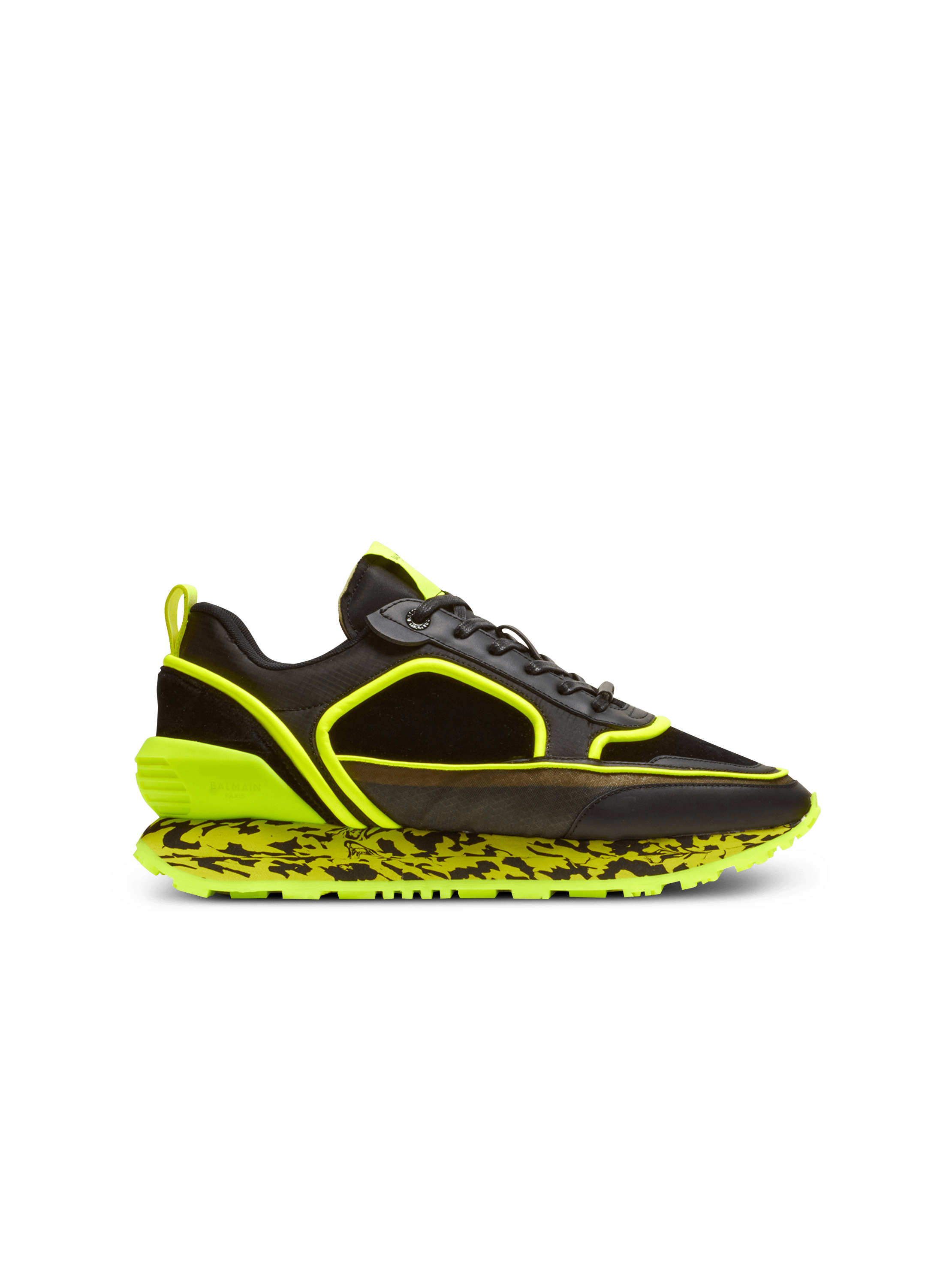 Velvet, nylon and mesh Racer low-top sneakers, yellow, hi-res