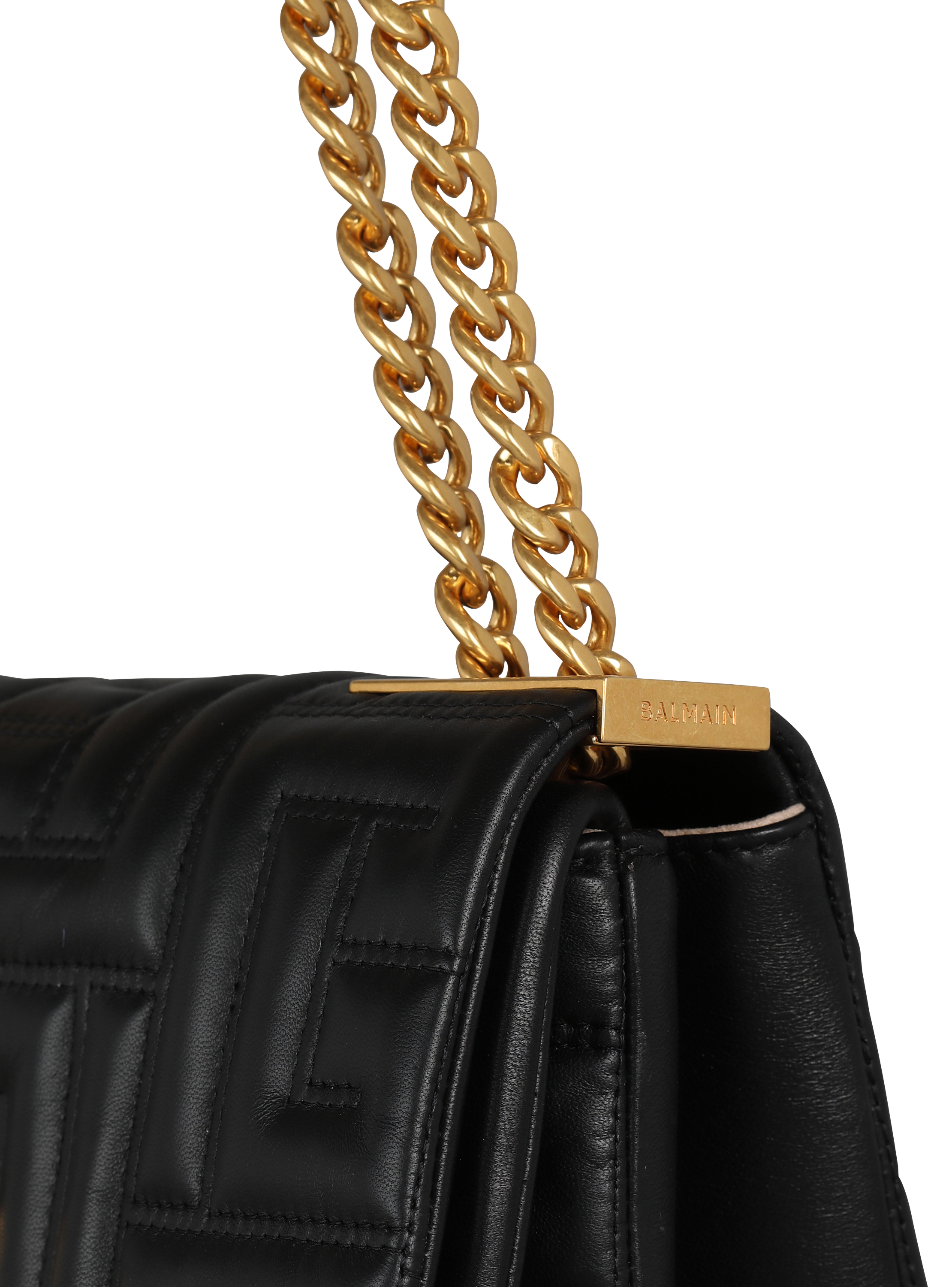 Balmain 1945 Quilted Soft Leather Shoulder Bag