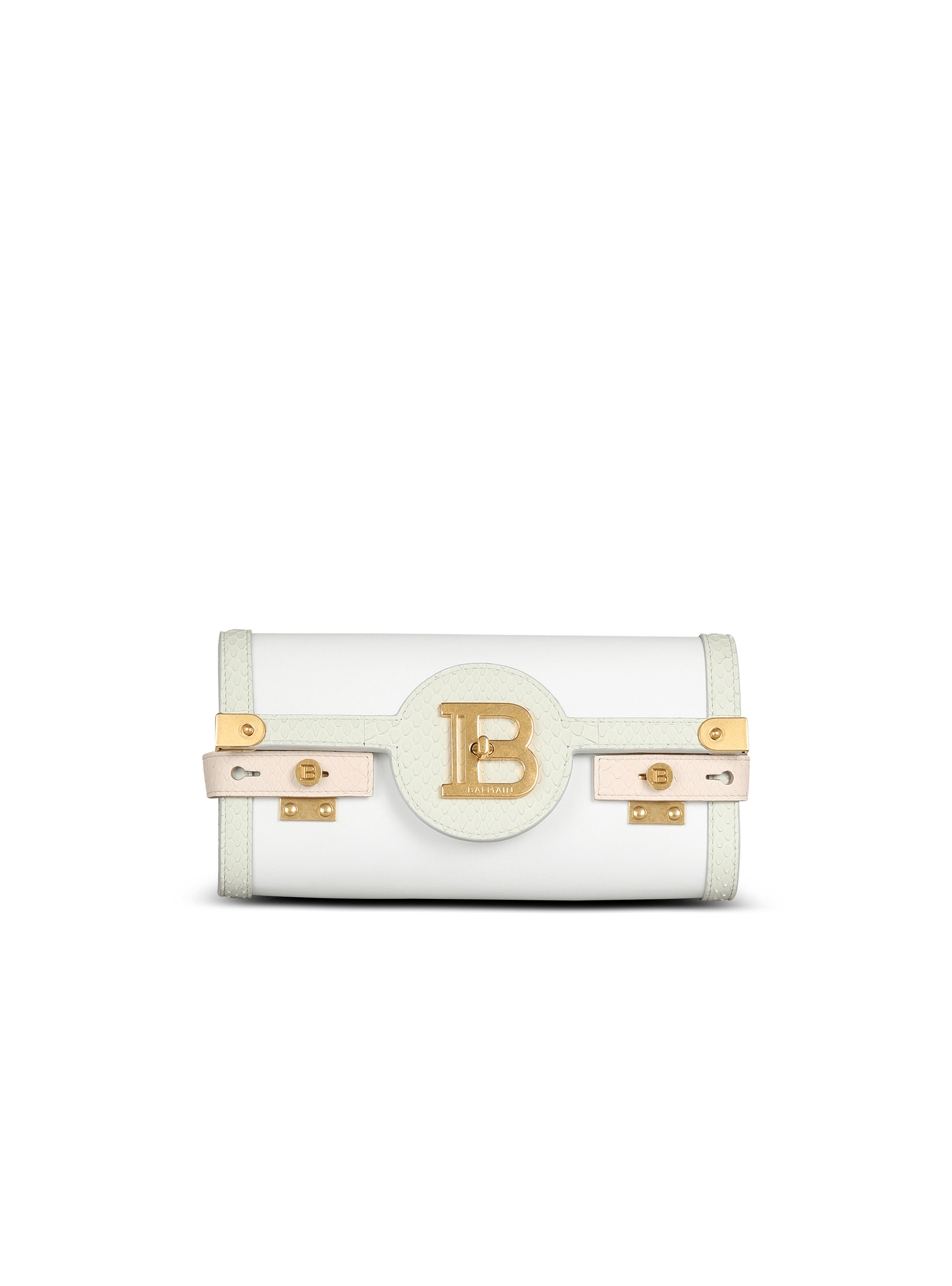 B-Buzz 23 clutch bag in smooth leather and python effect leather