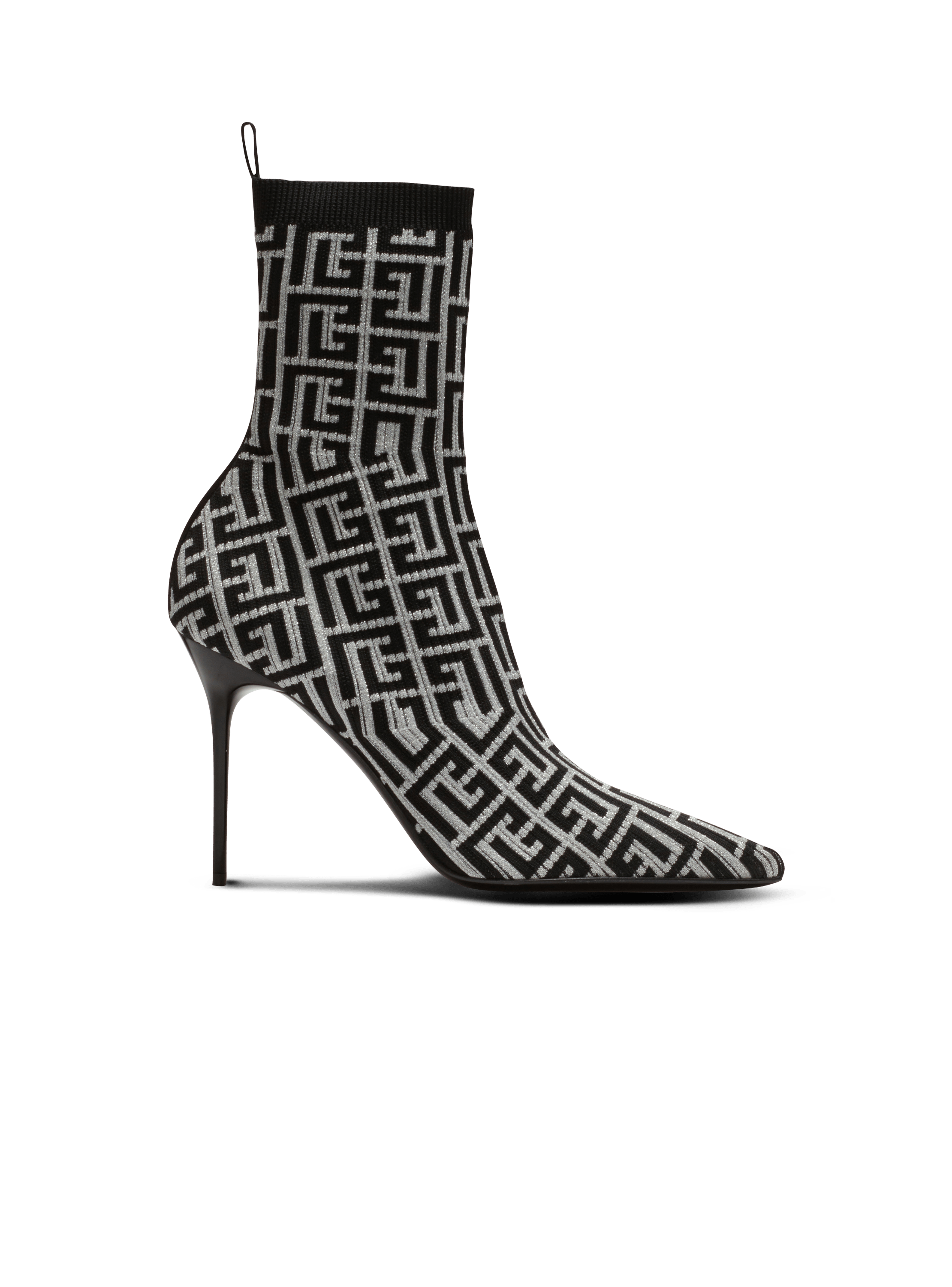 Monogram Logo Heel Ankle Boots : Women Boots Black