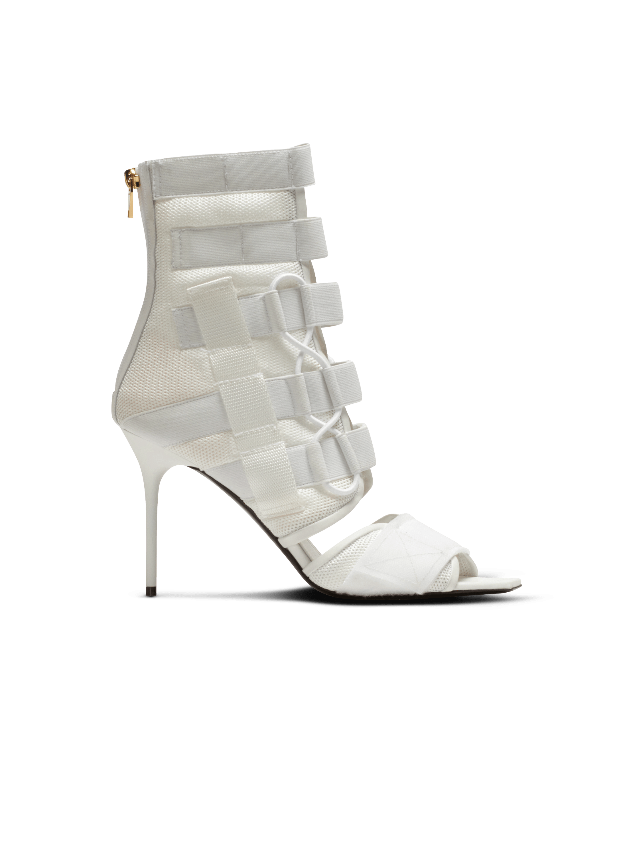 Uma sandals in velcro and mesh, white, hi-res