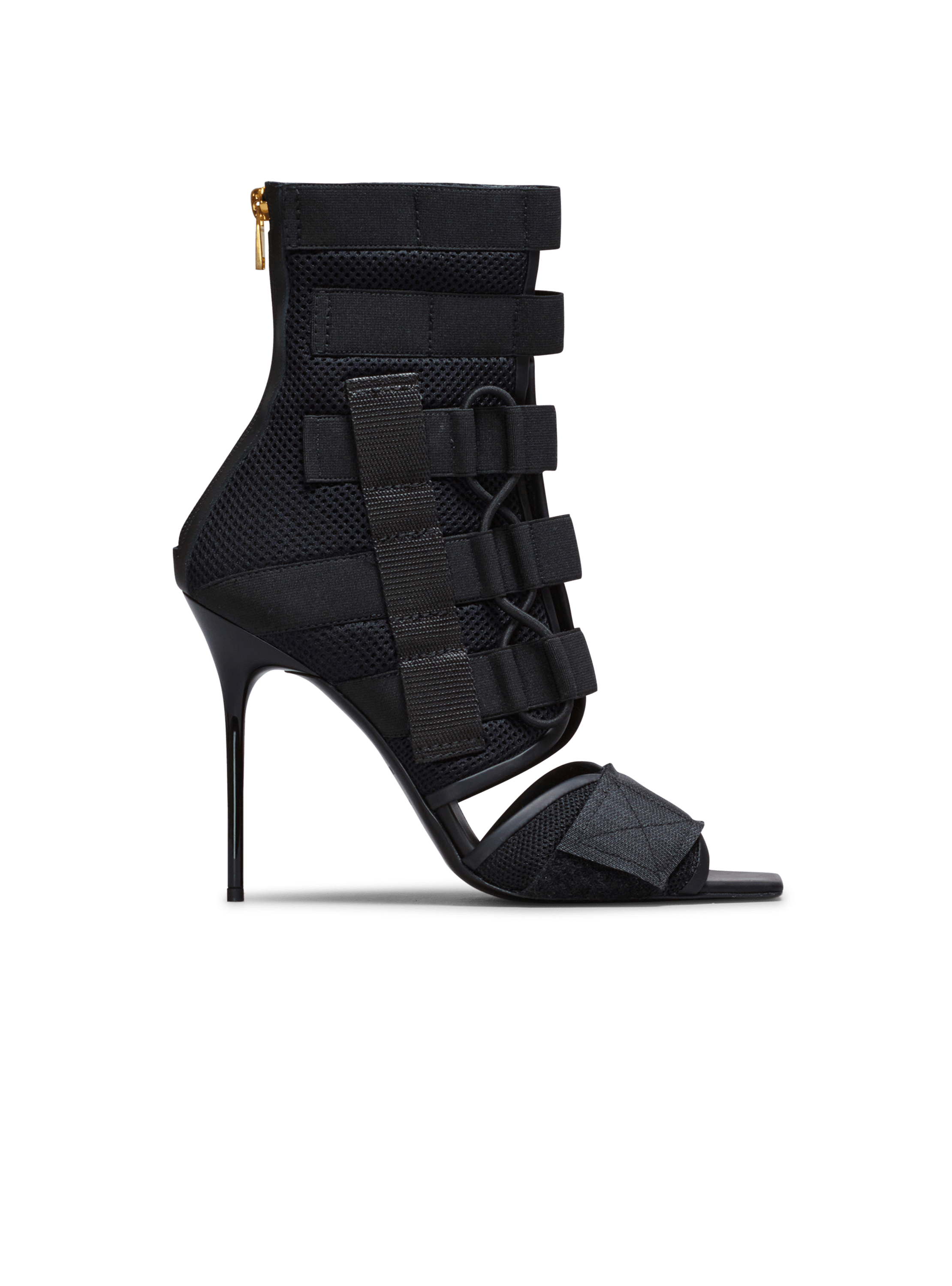 Uma sandals in velcro and mesh, black, hi-res