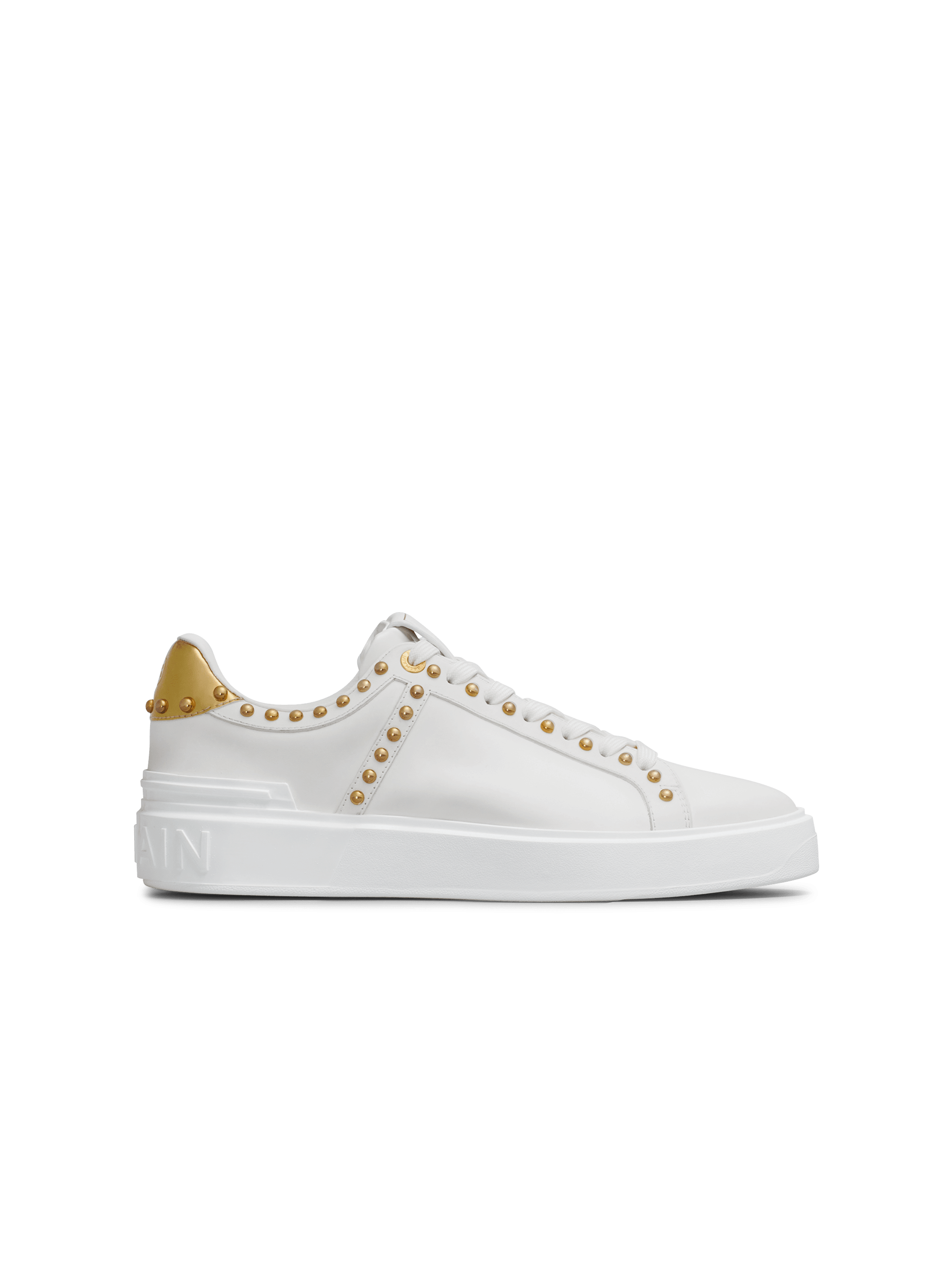 B-Court studded leather trainers, white, hi-res