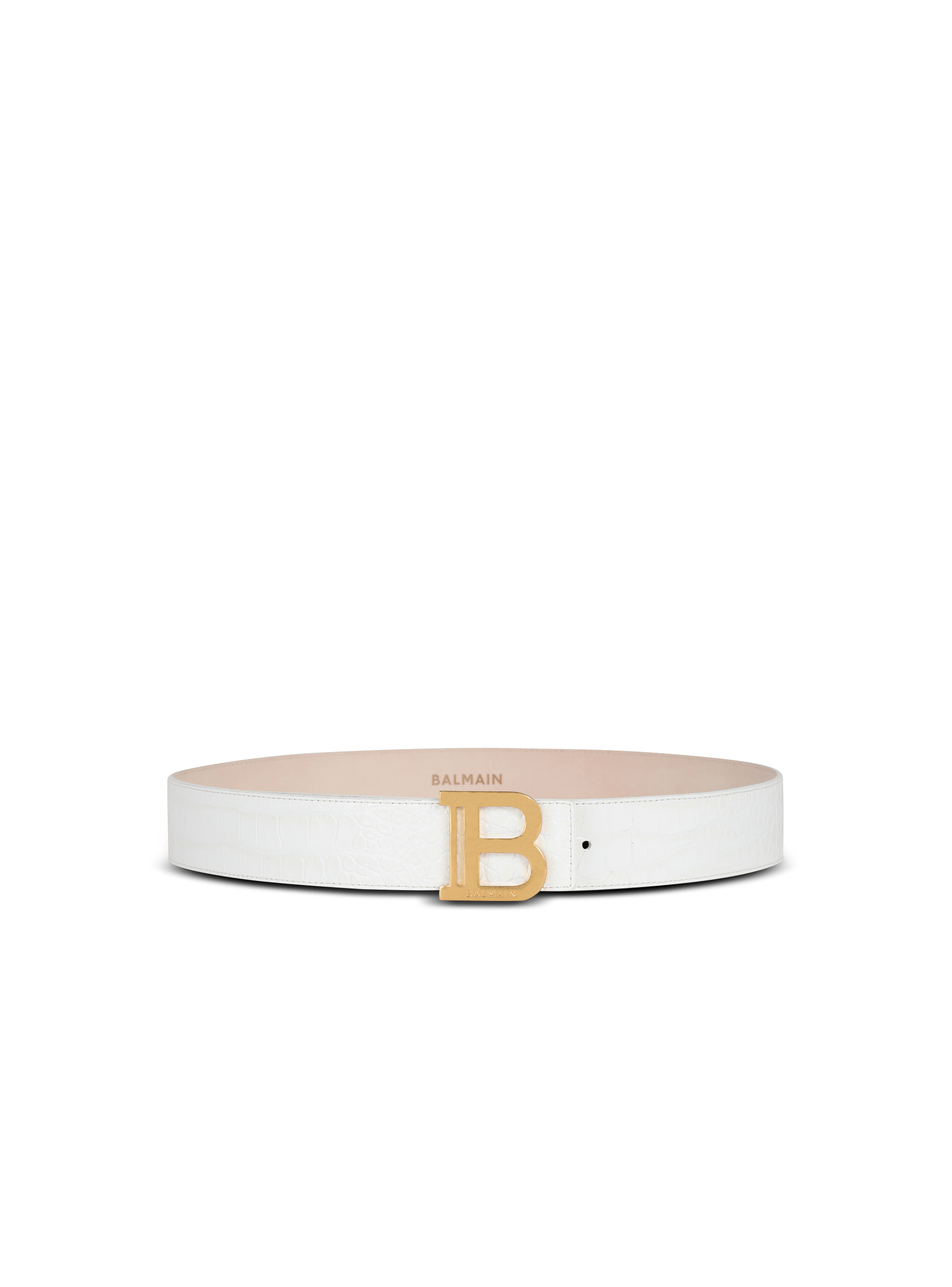 Balmain B Croc-embossed Leather Was Belt in Natural