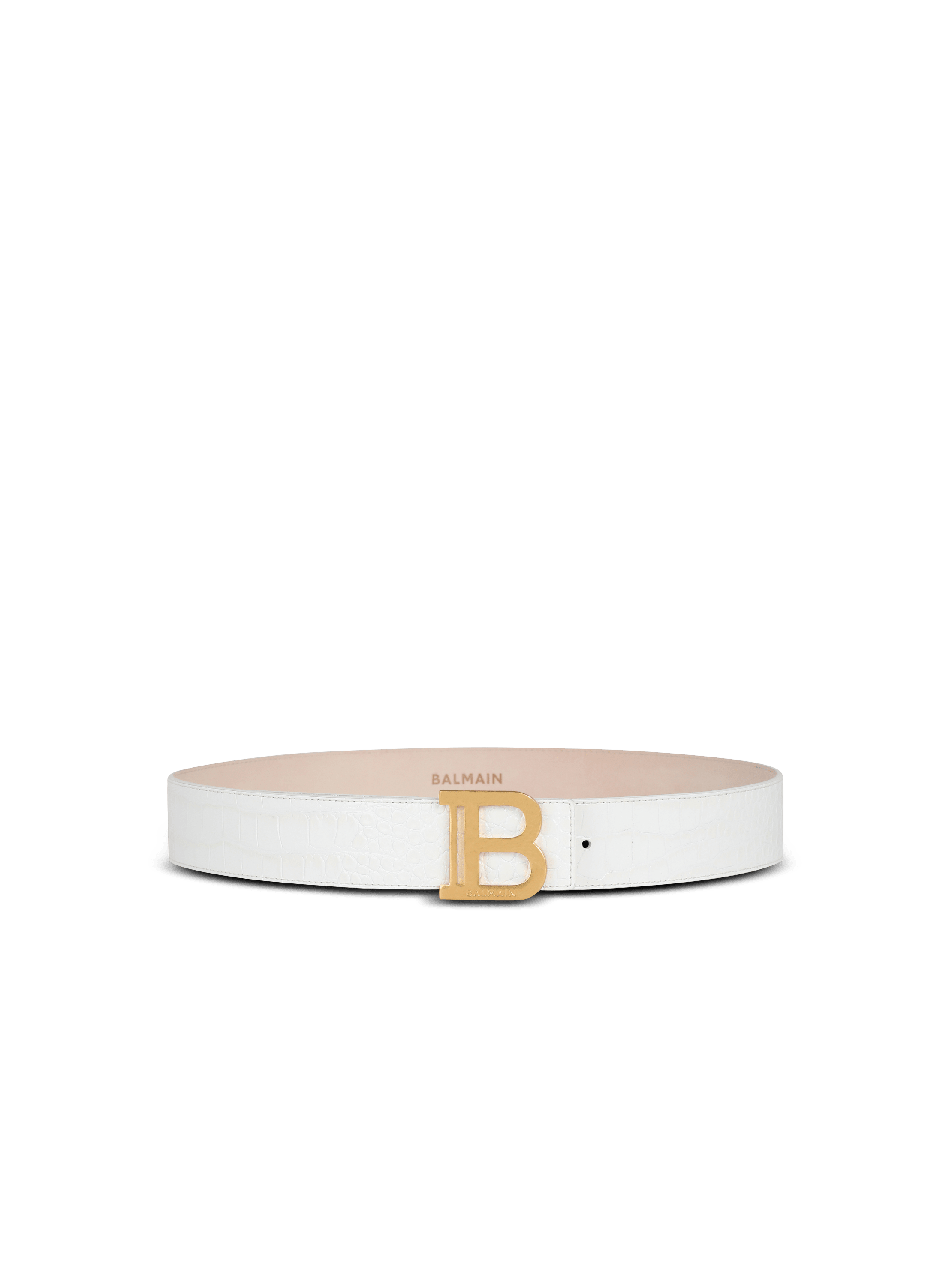 Cintura B-Belt in pelle con lavorazione effetto coccodrillo in rilievo