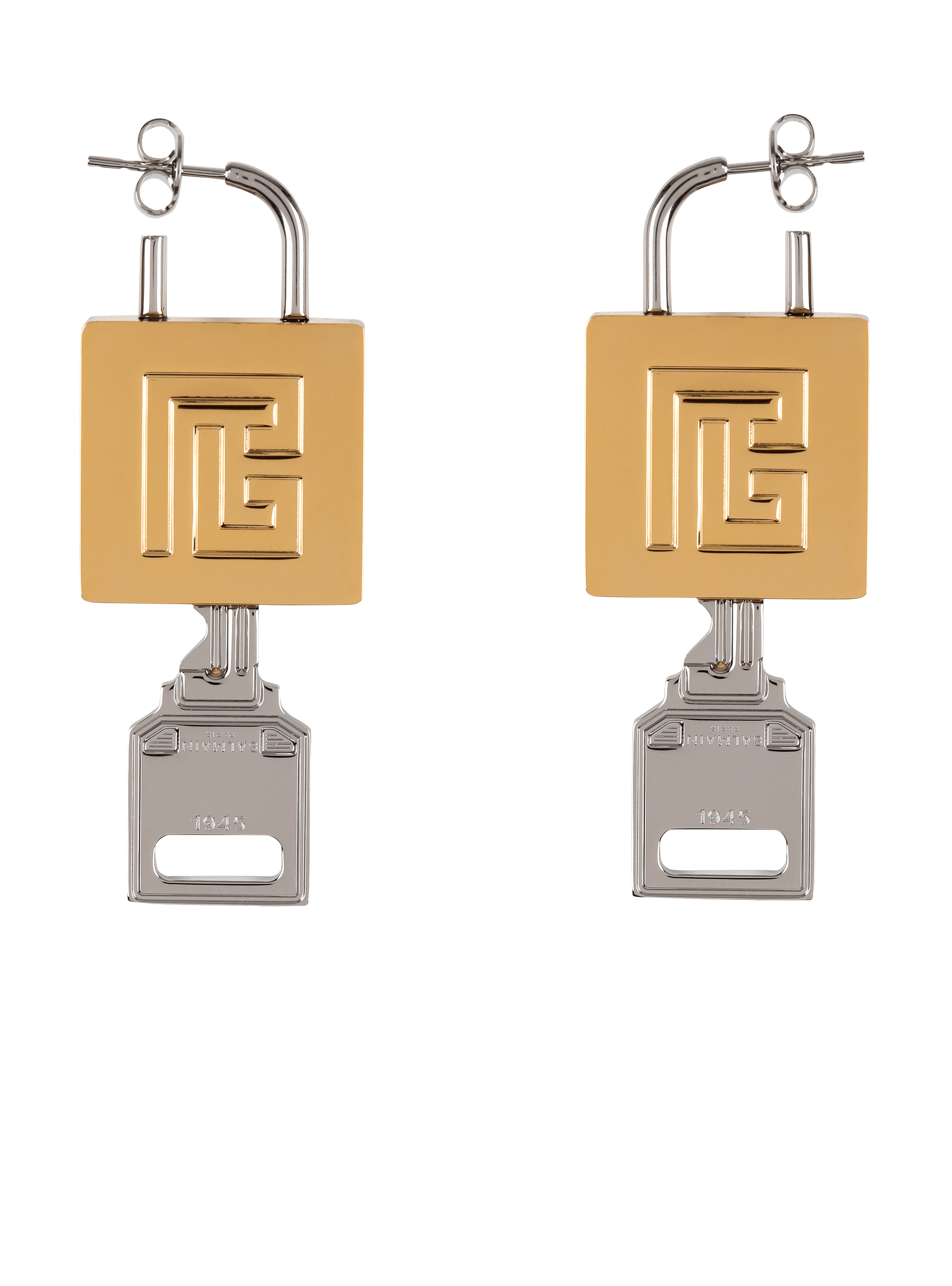 Brass padlock earrings