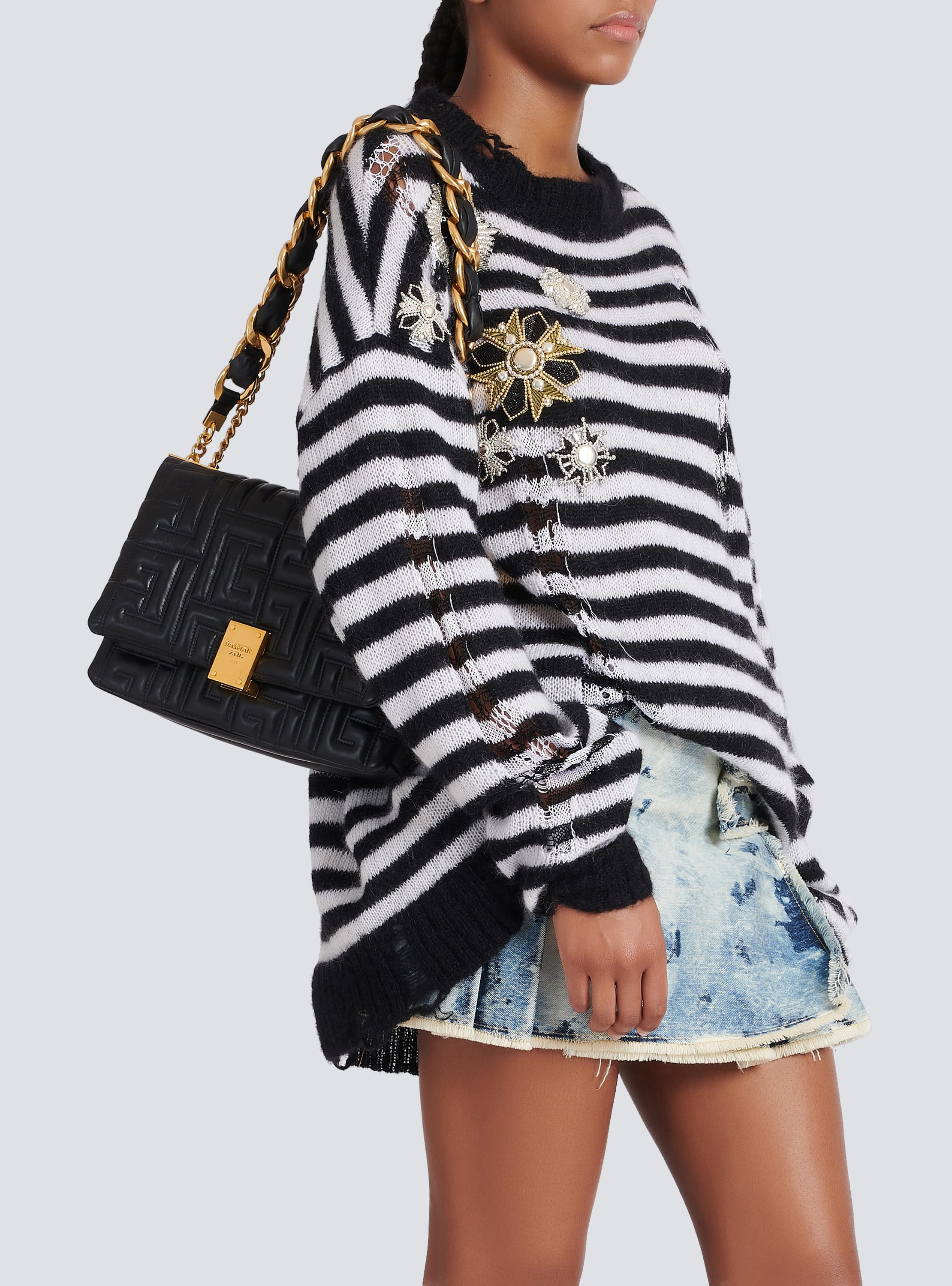 Balmain Quilted Boston-Type high quality Handbag