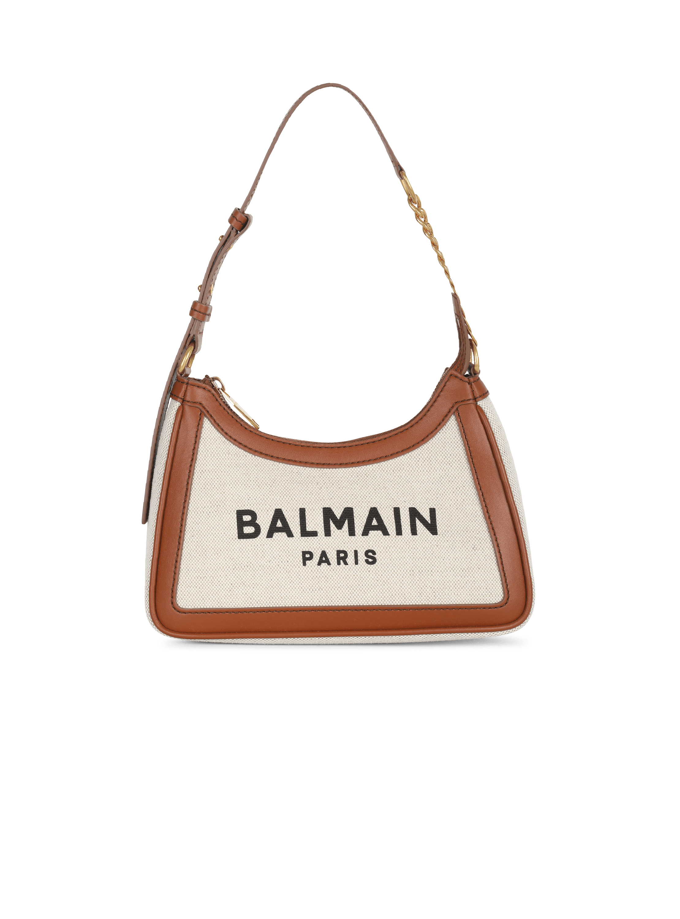 Canvas B-Army handbag with leather panels beige - Women | BALMAIN