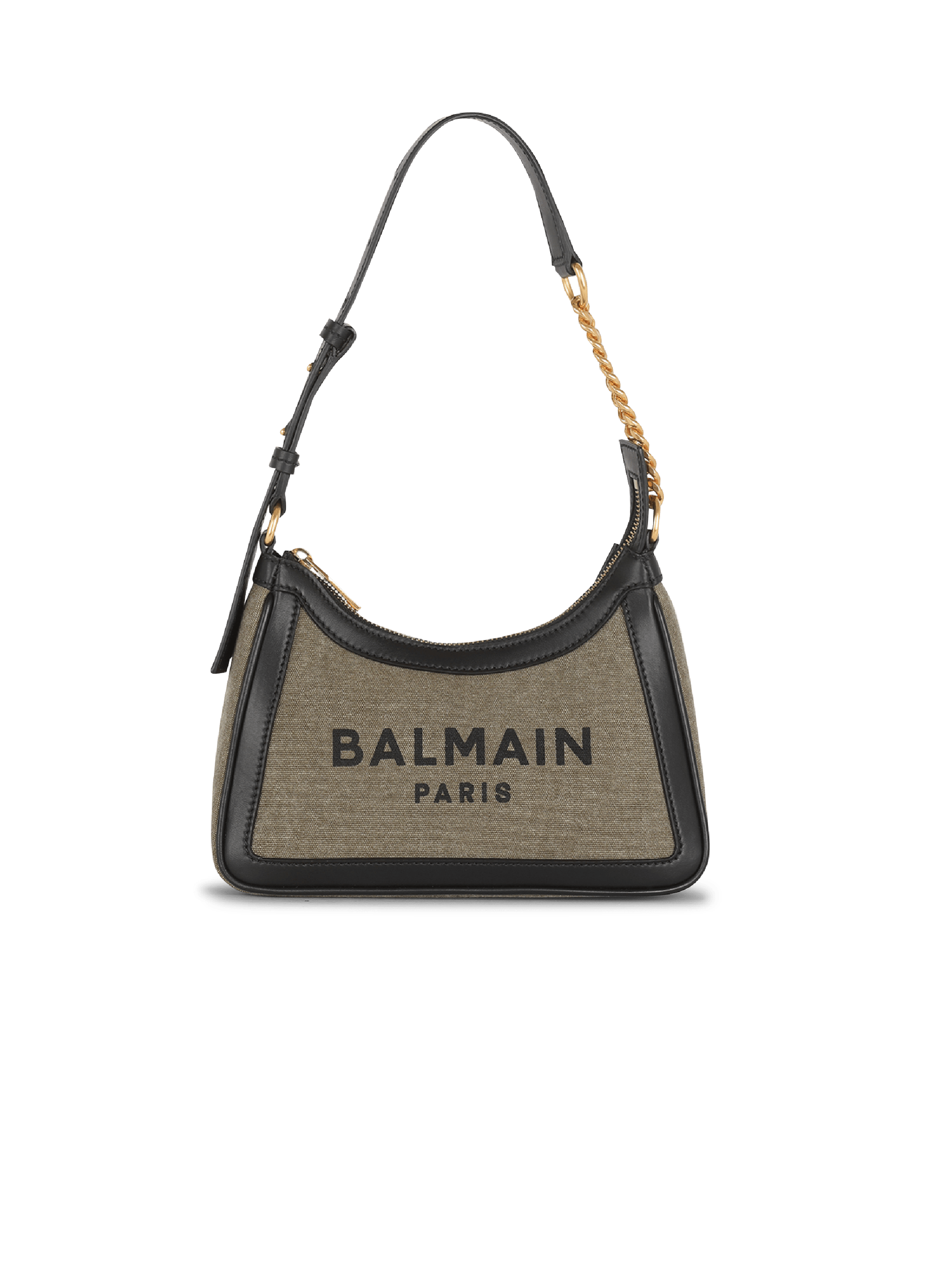 Canvas B-Army handbag with leather panels