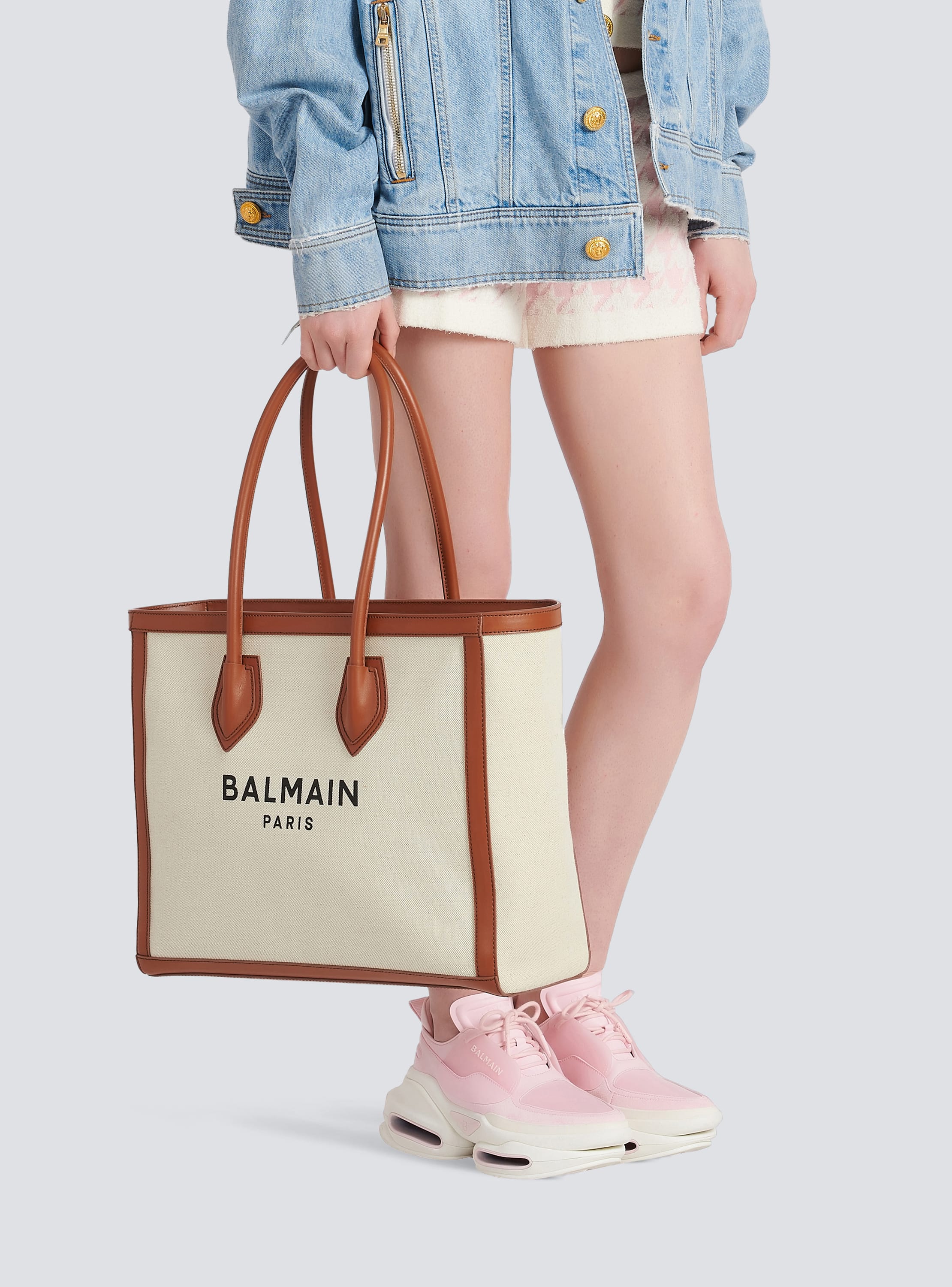 キャンバス B-Army 42 トートバッグ レザーパネル付き - Women | BALMAIN