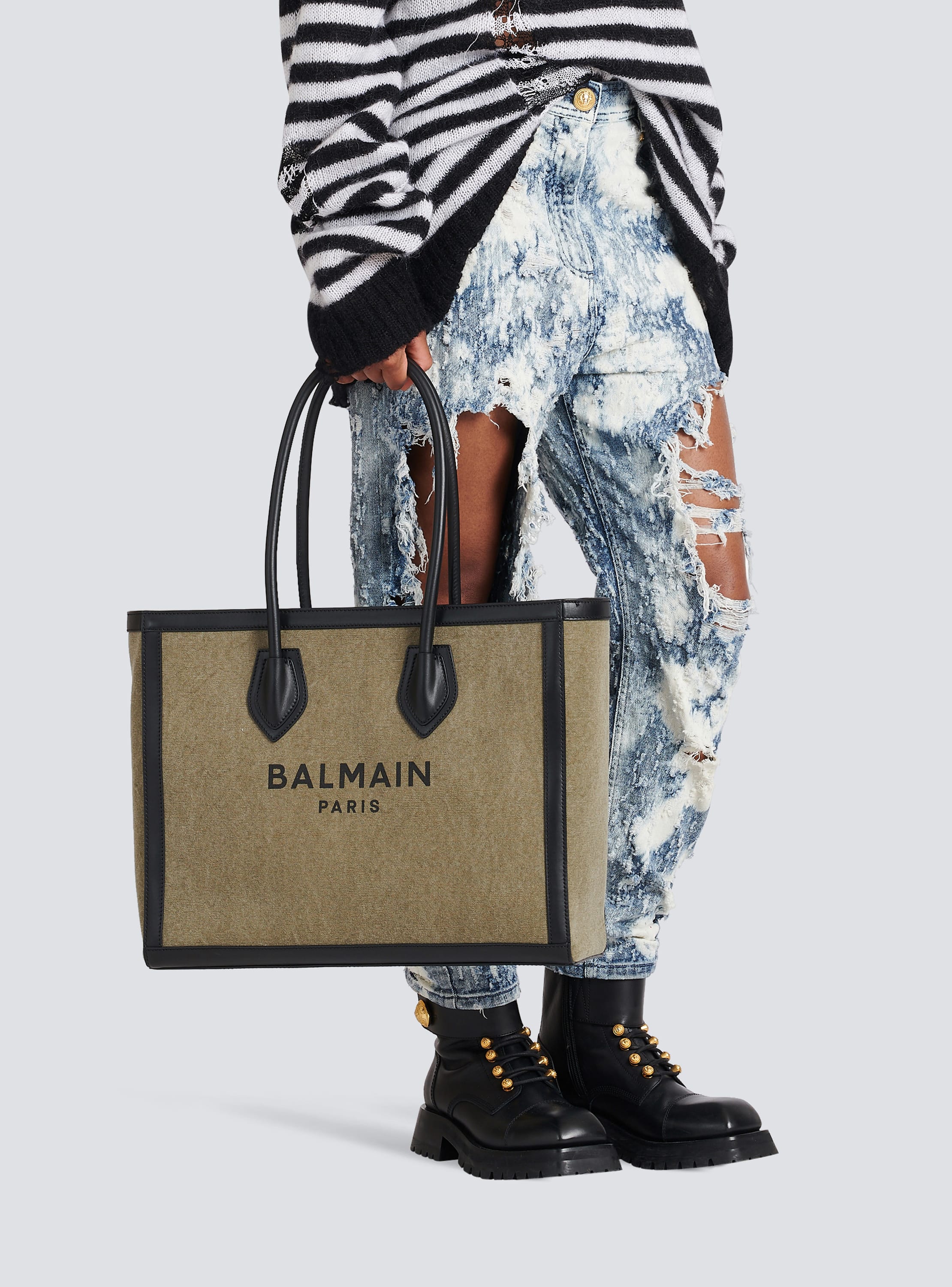 Balmain B-Army 42 Canvas Shopper