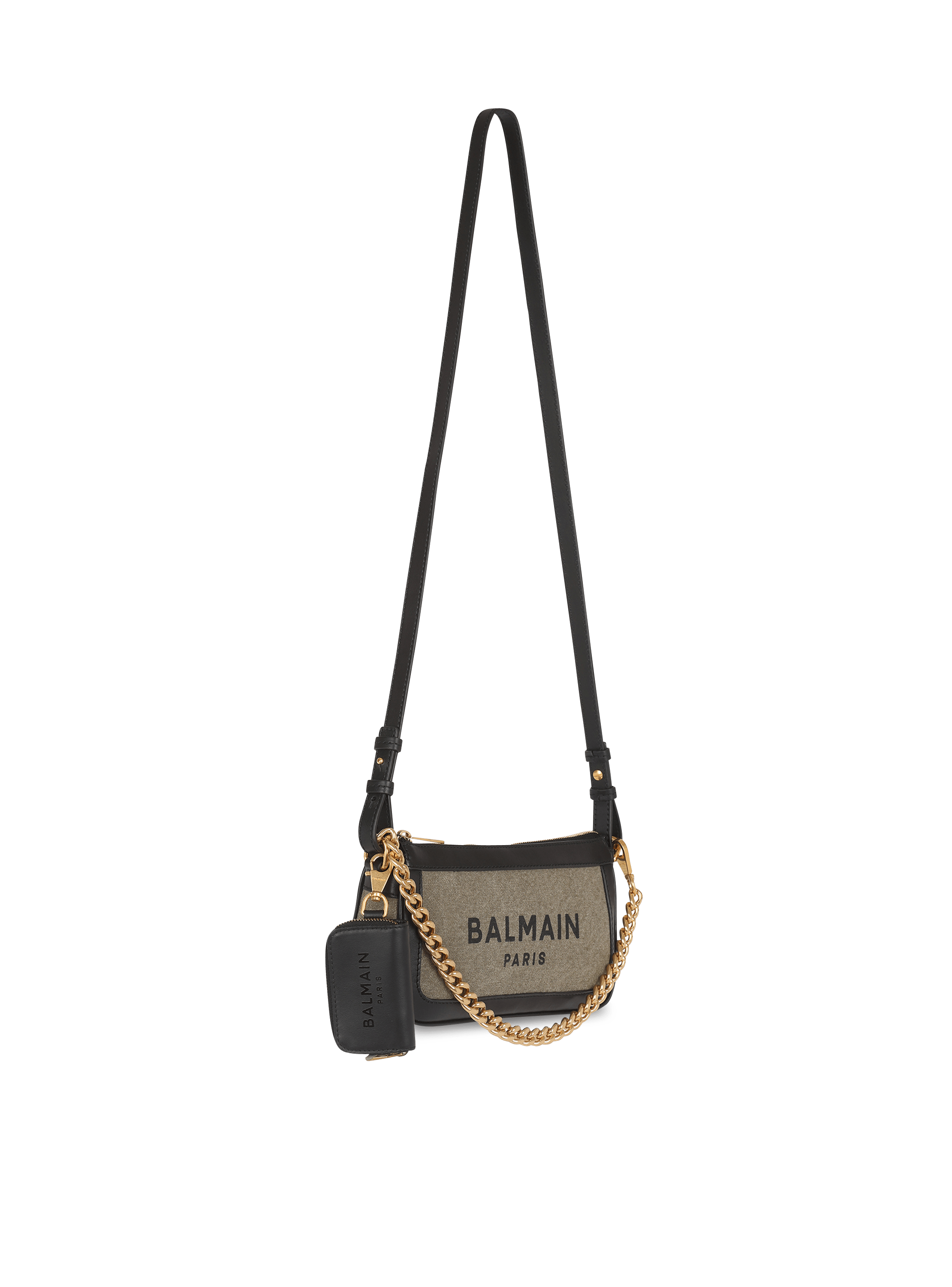 Canvas B-Army clutch bag with leather panels