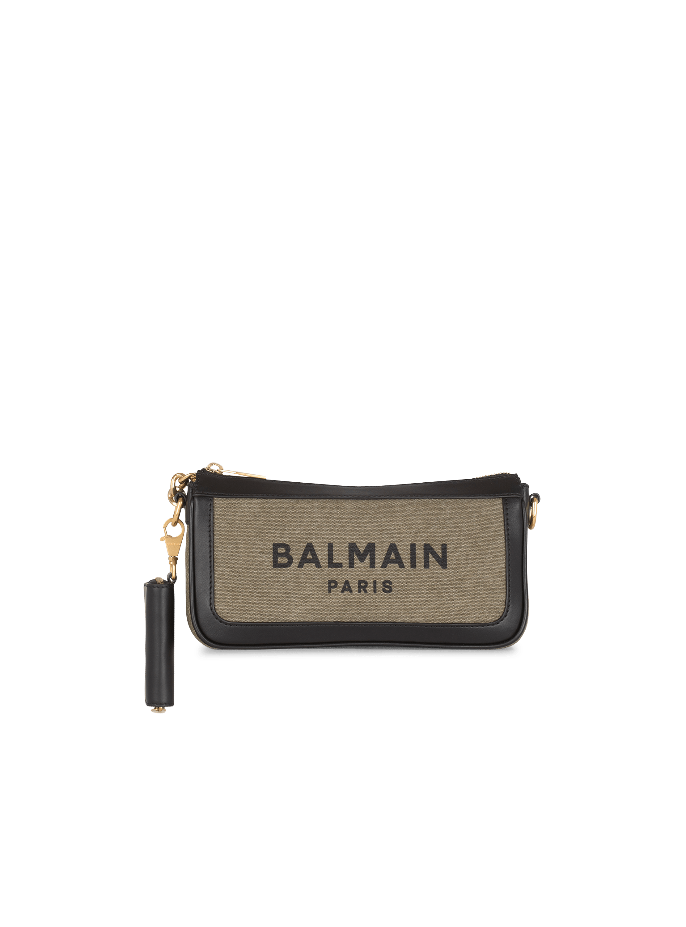 Canvas B-Army clutch bag with leather panels