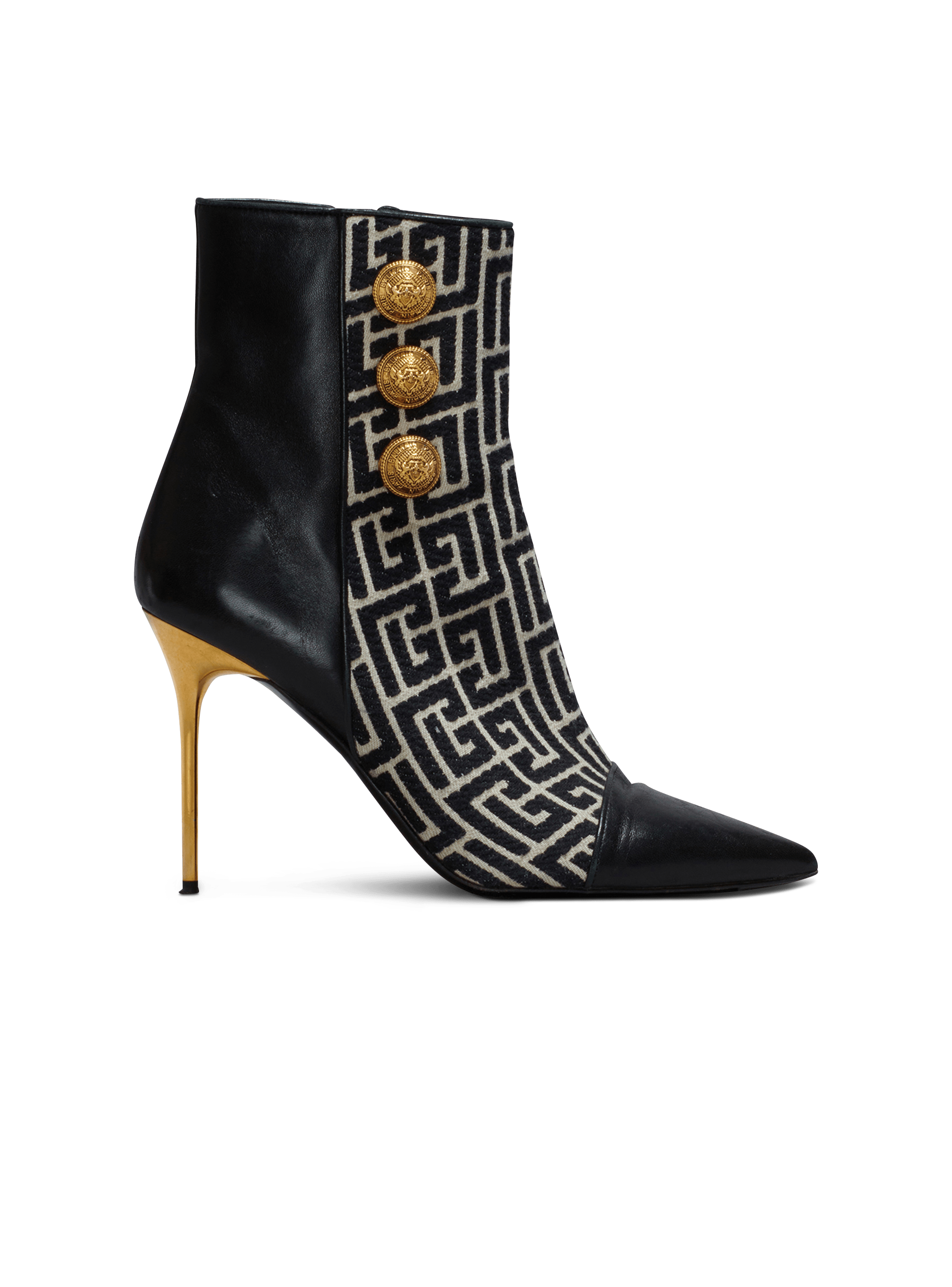 Botines Roni de jacquard y piel bicolores con monograma de Balmain