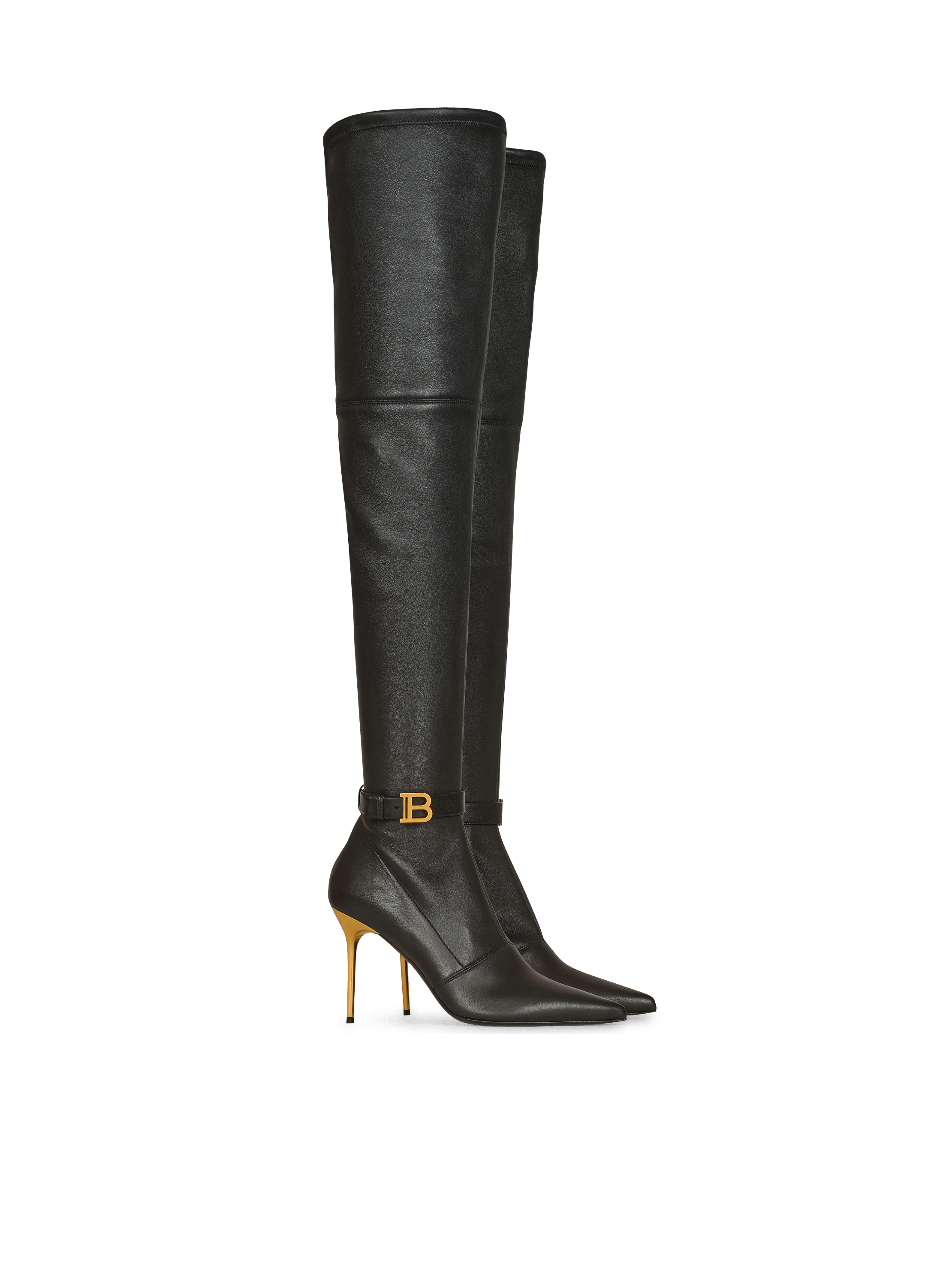 Stretch leather Raven thigh-high boots
