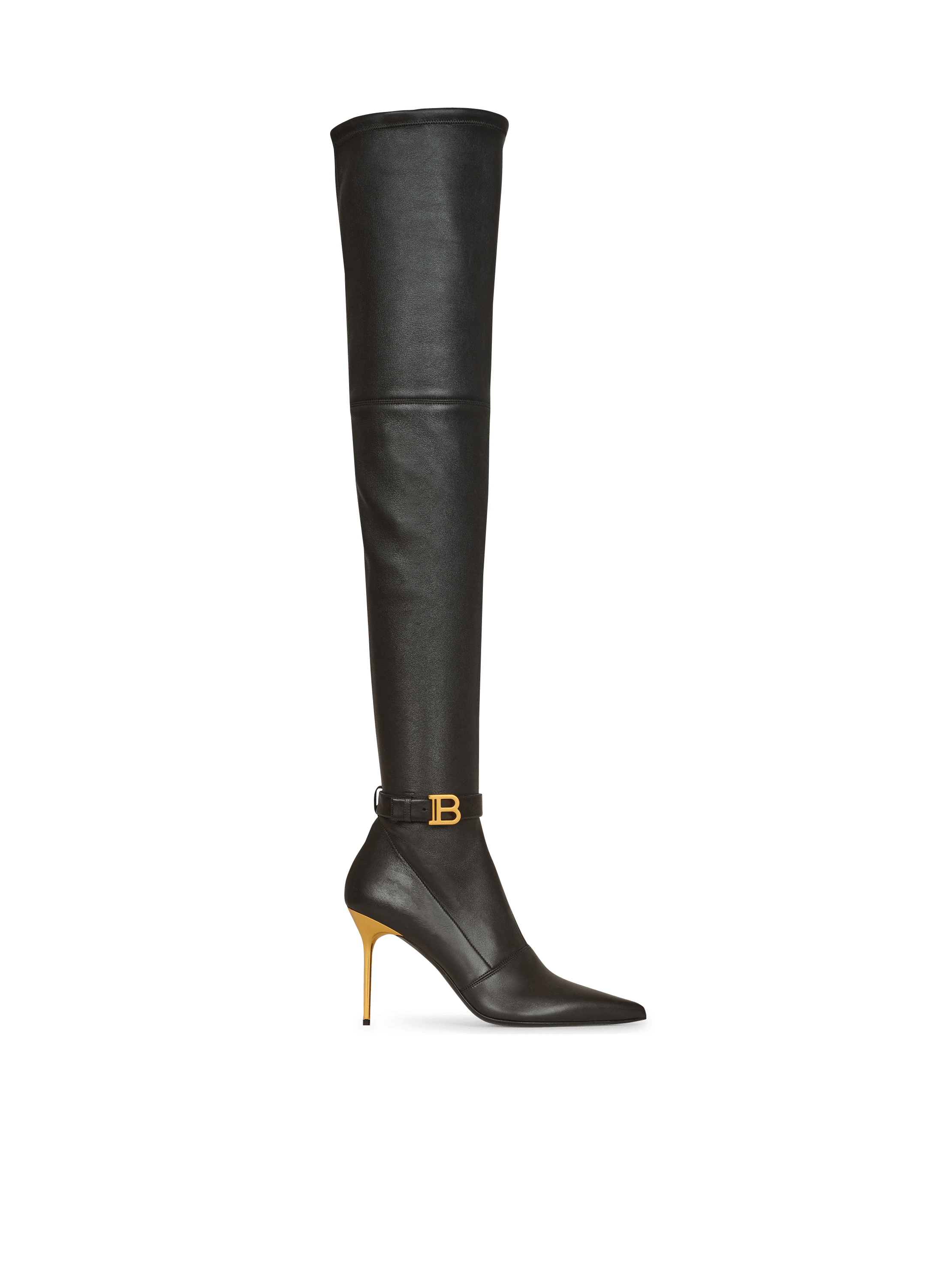 Stretch leather Raven thigh-high boots black - Women | BALMAIN