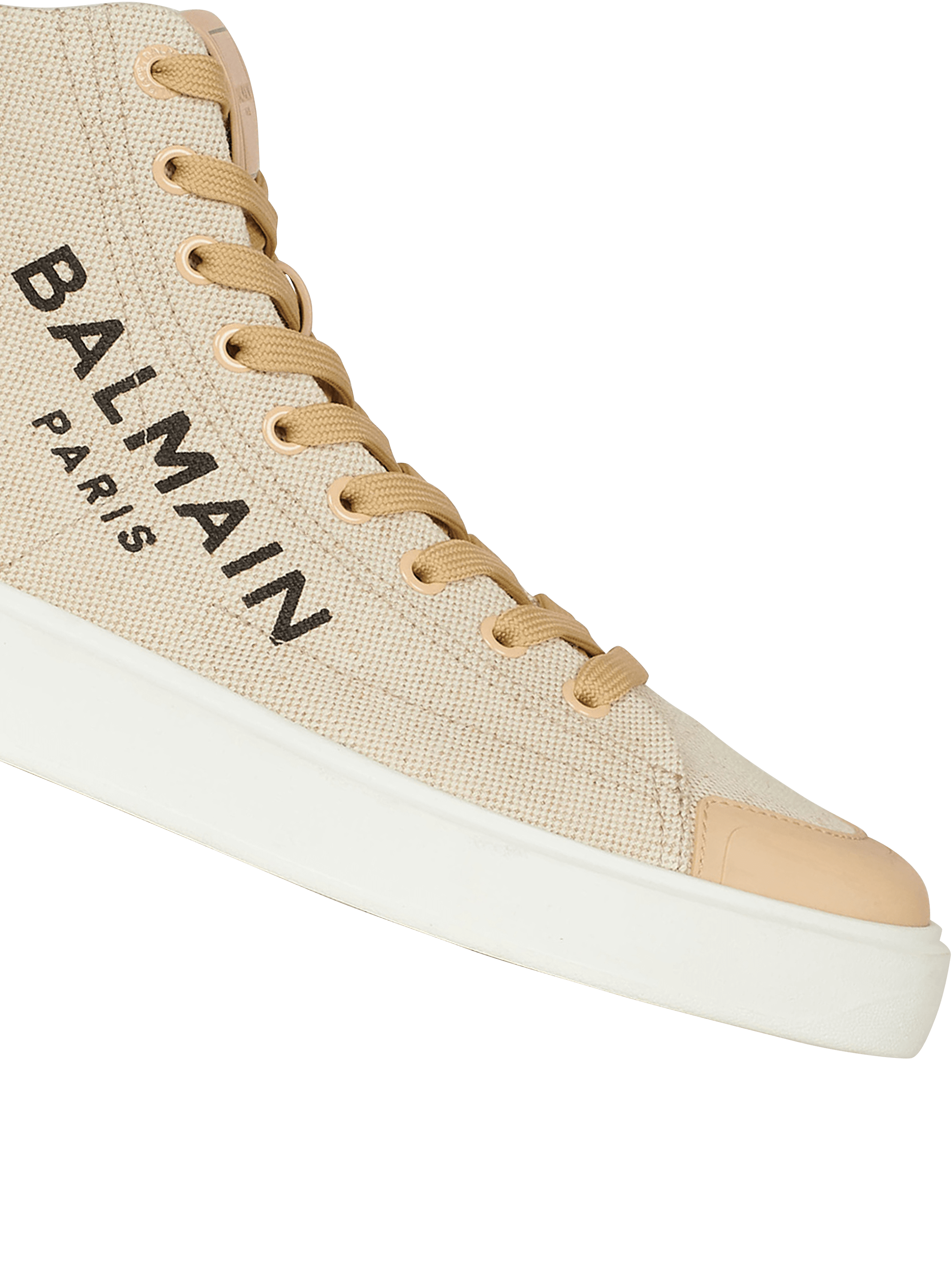 Balmain B-Court Monogram Canvas White / Black High Top Sneakers