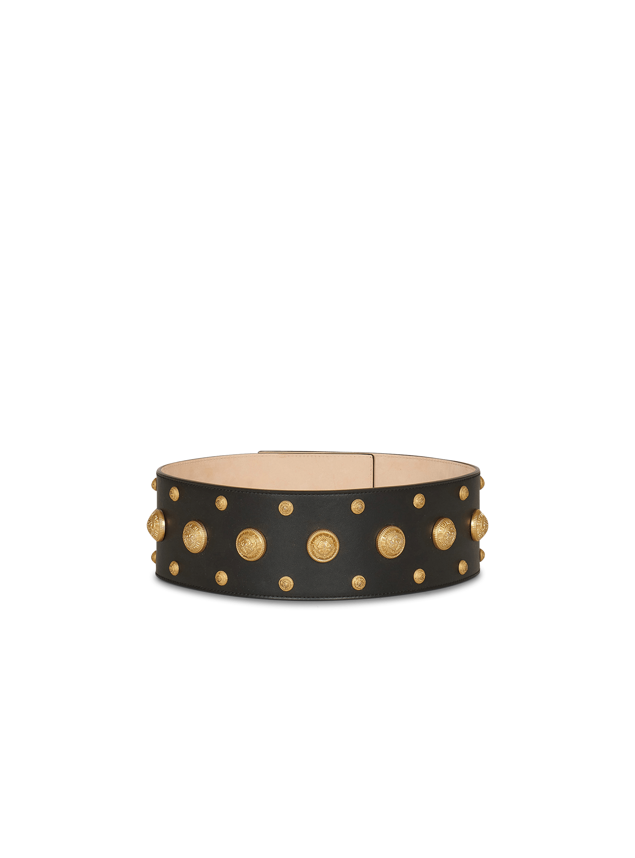 Black leather and gold-tone Coin Belt belt