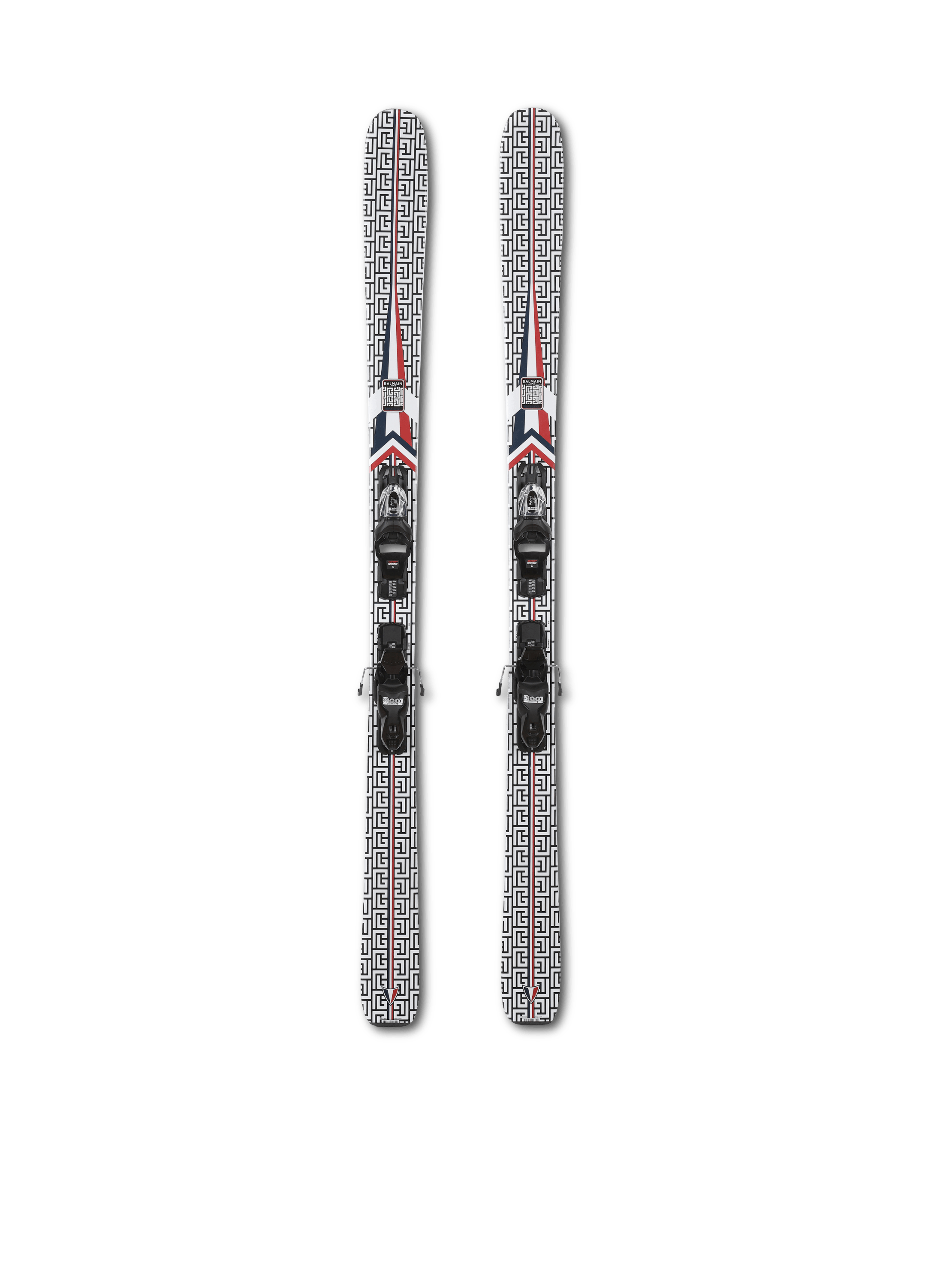 Balmain x Rossignol - Pareja de esquís Rossignol de madera con motivo de monograma de Balmain