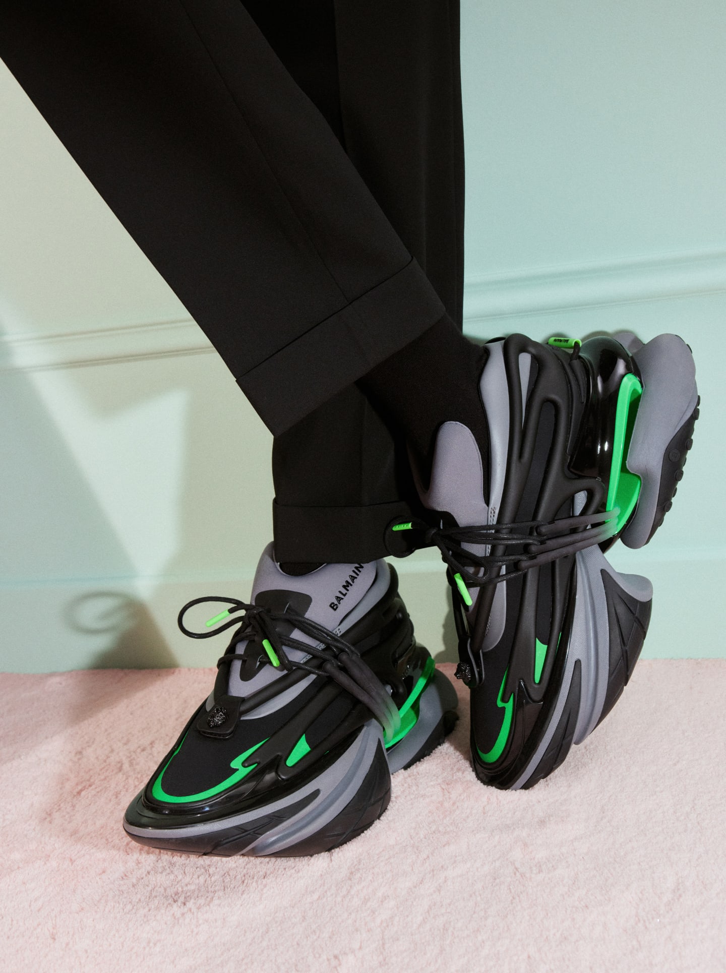 Balmain Unicorn snakeskin-print sneakers - Green