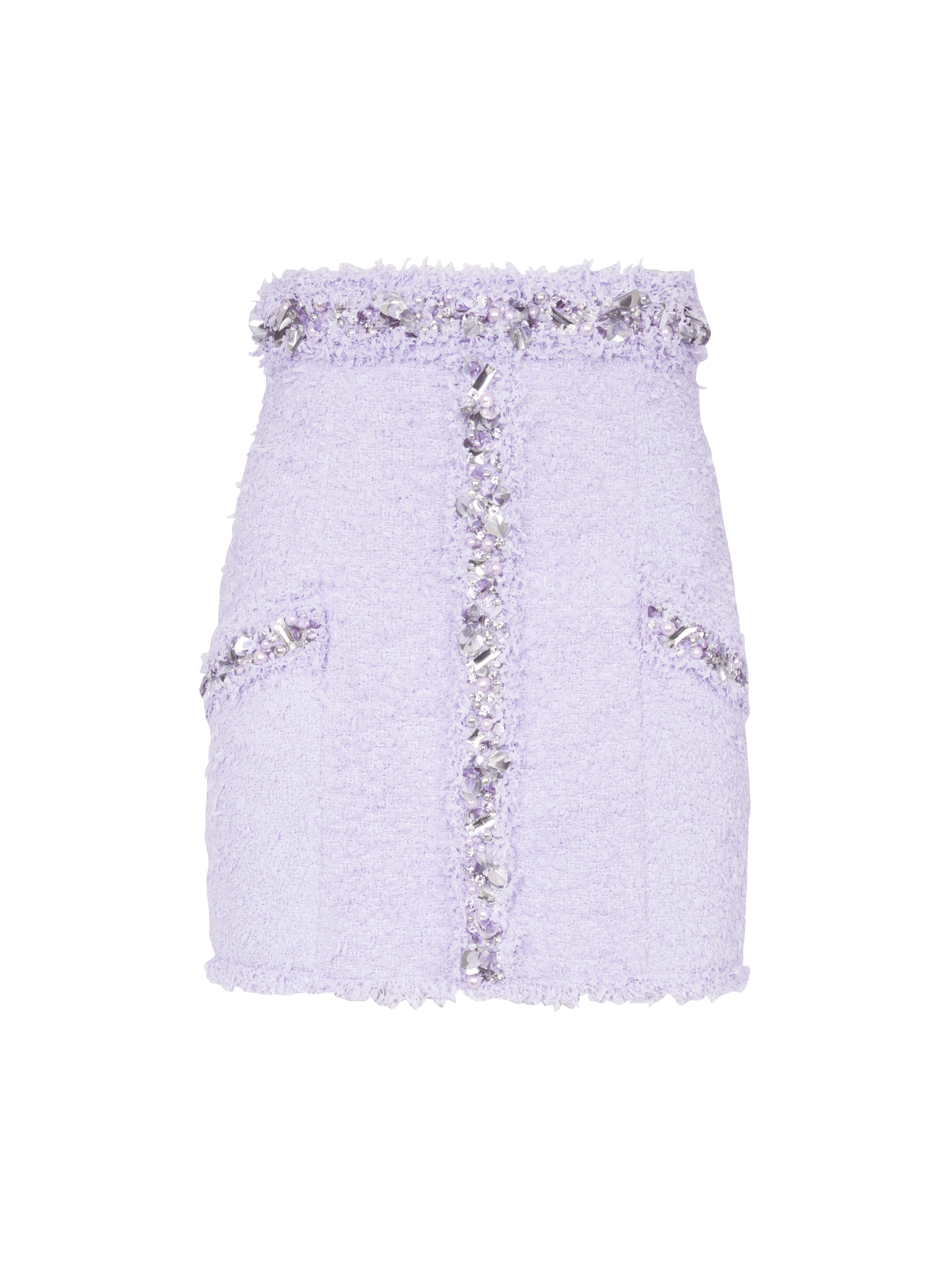 Balmain Women's Purple - Tweed Skirt With Embroidered Details