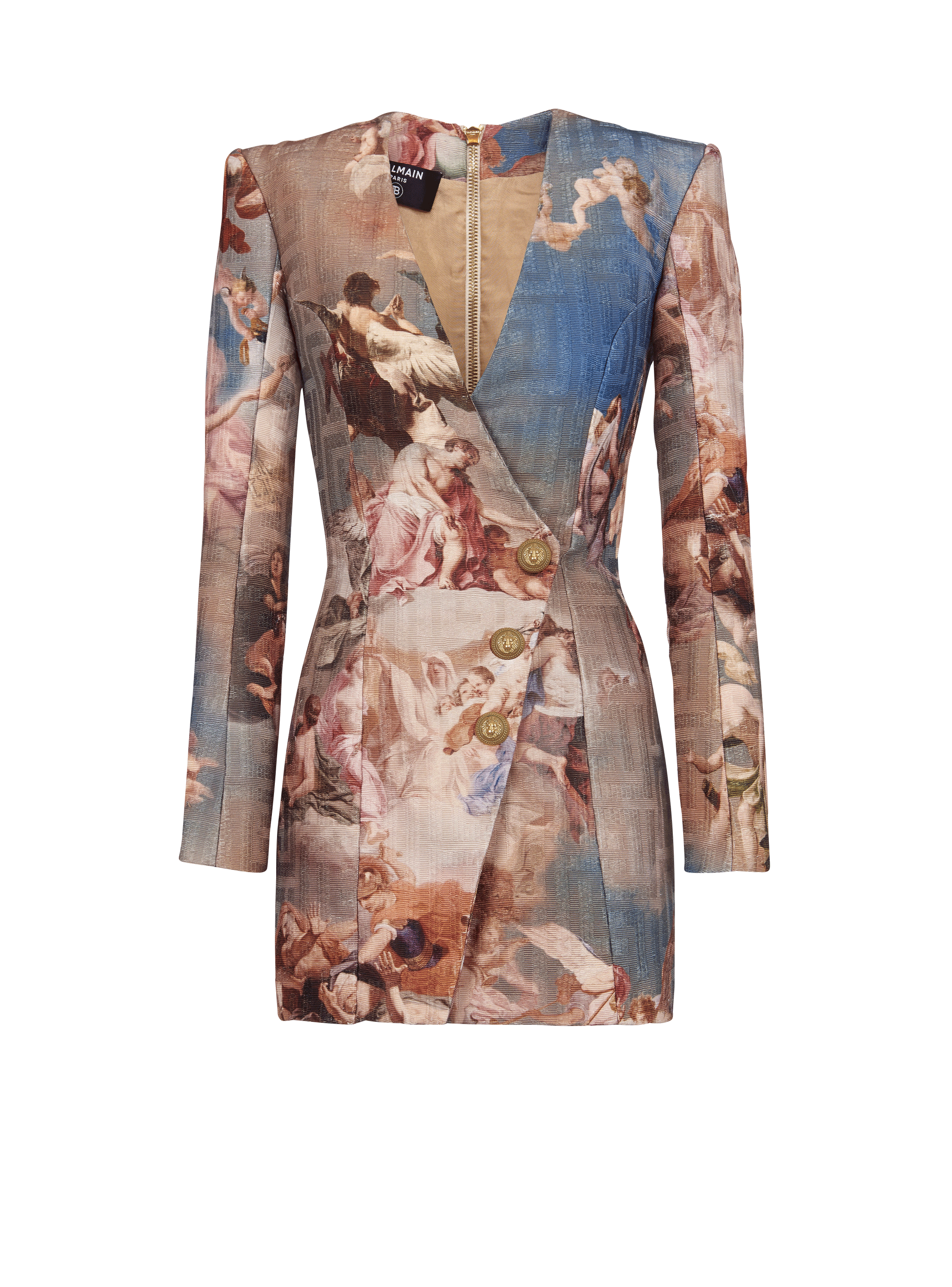Balmain Women's Multicolor - Sky Printed Monogrammed Jacquard Wrap Dress