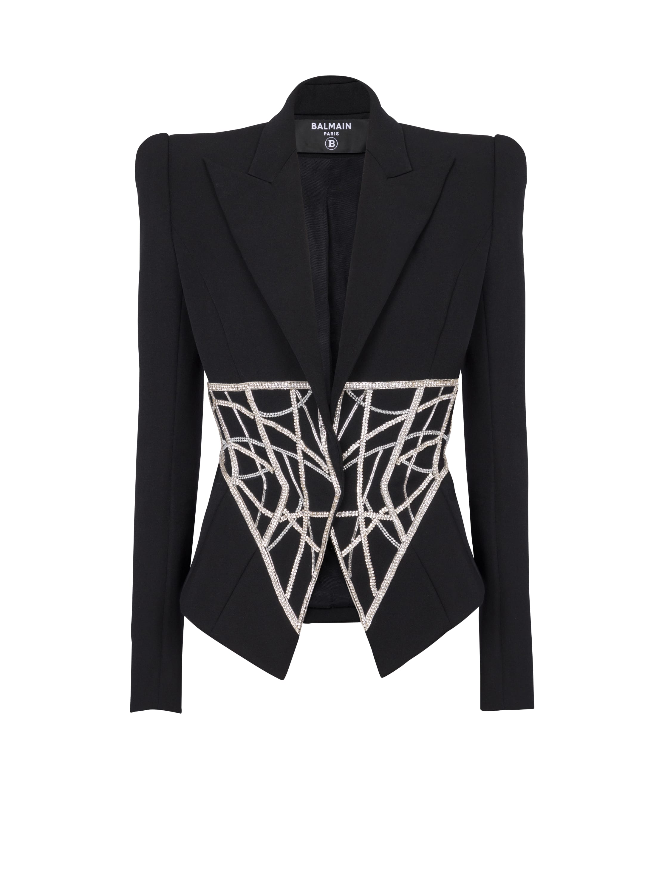 Balmain Embroidered slim-fit grain de poudre jacket - Women's Clothing