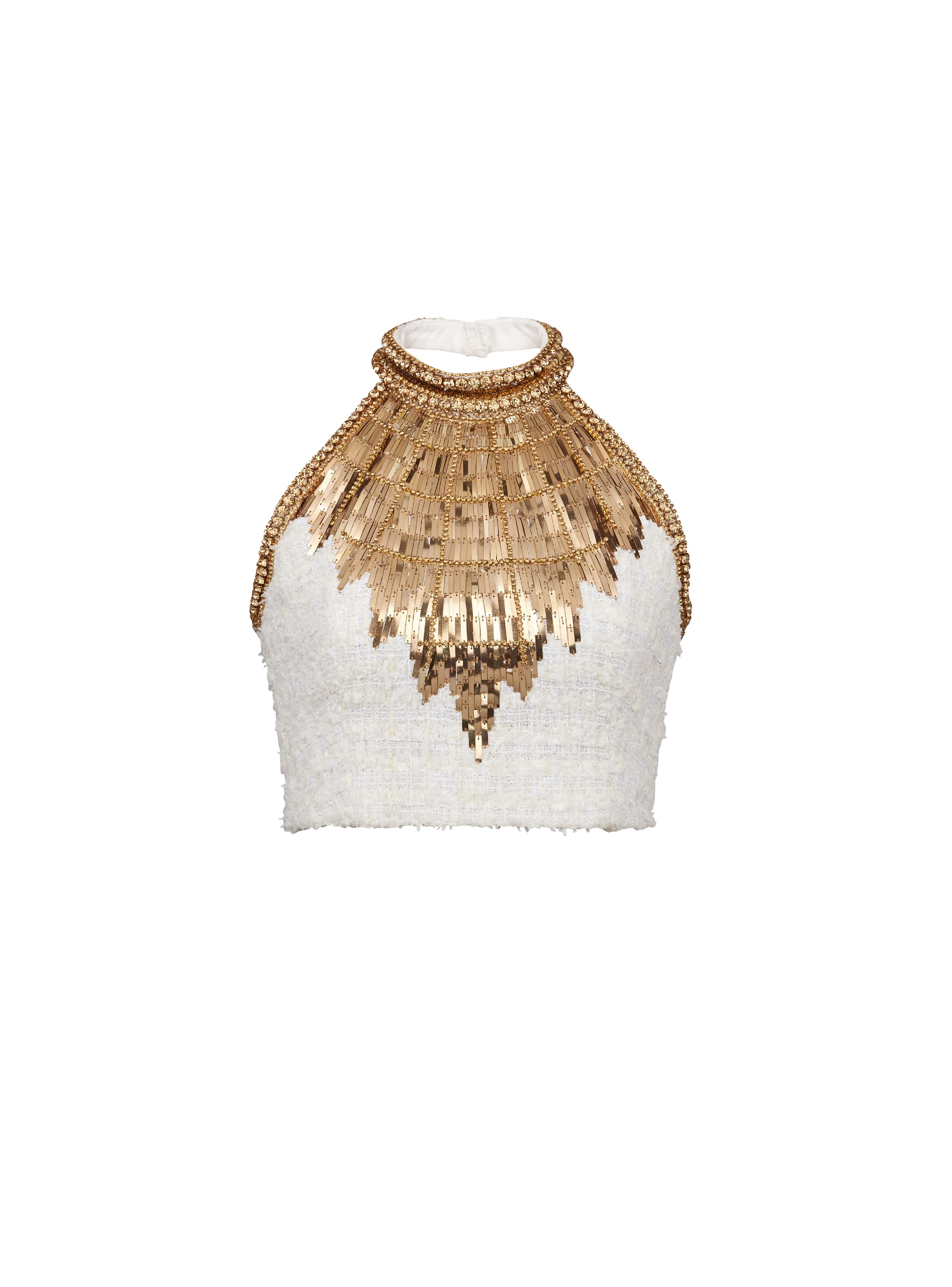 Balmain Embroidered tweed crop top - Women's Clothing