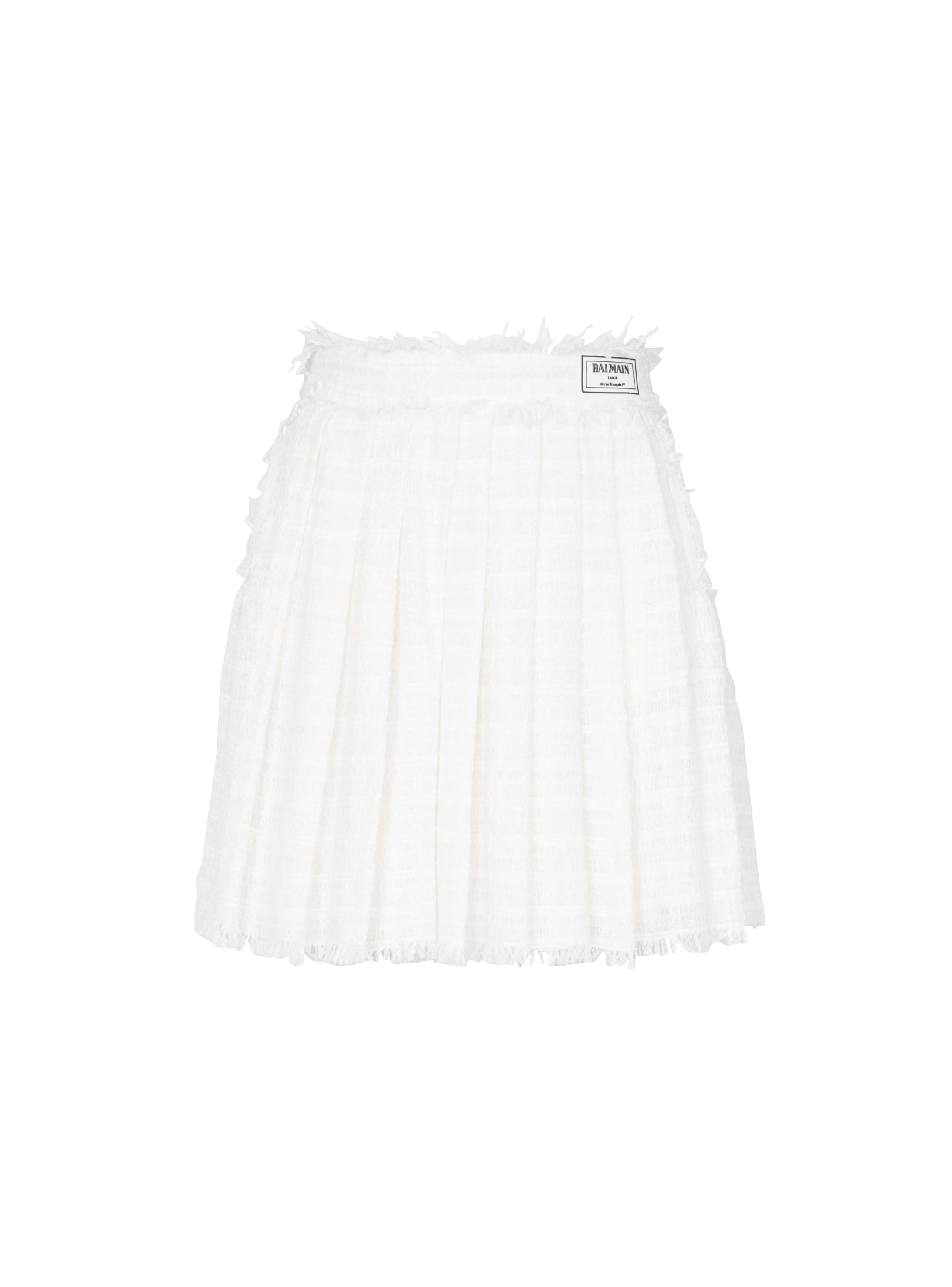 Balmain Fringed tweed skater skirt