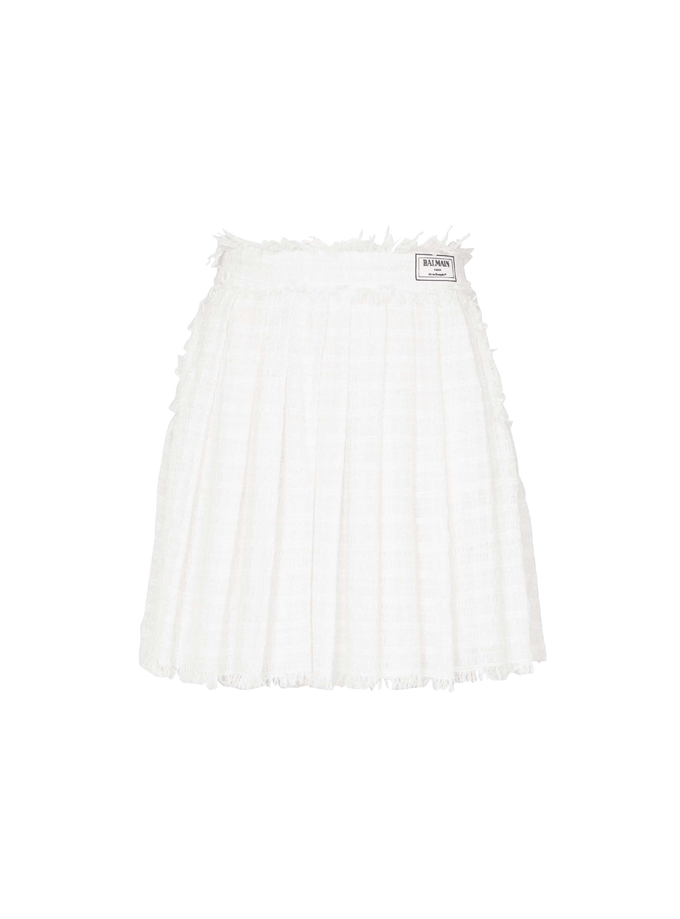 Balmain Women's White - Fringed Tweed Skater Skirt