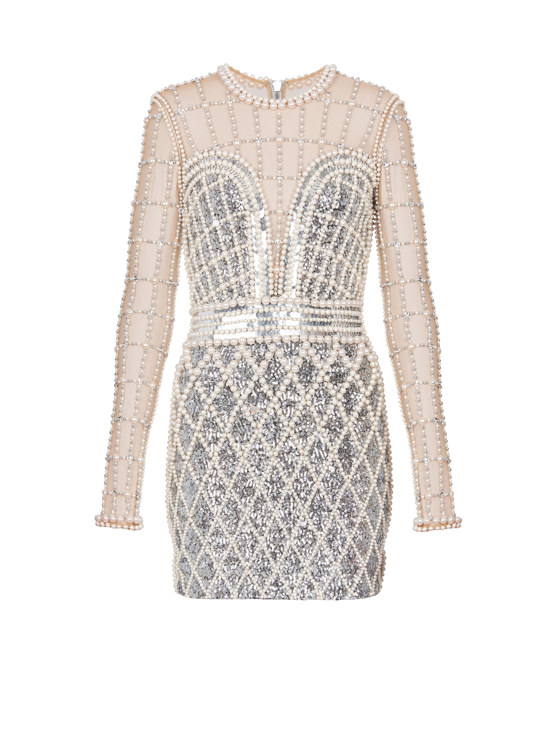 Balmain Women's Silver - Short Beaded Dress