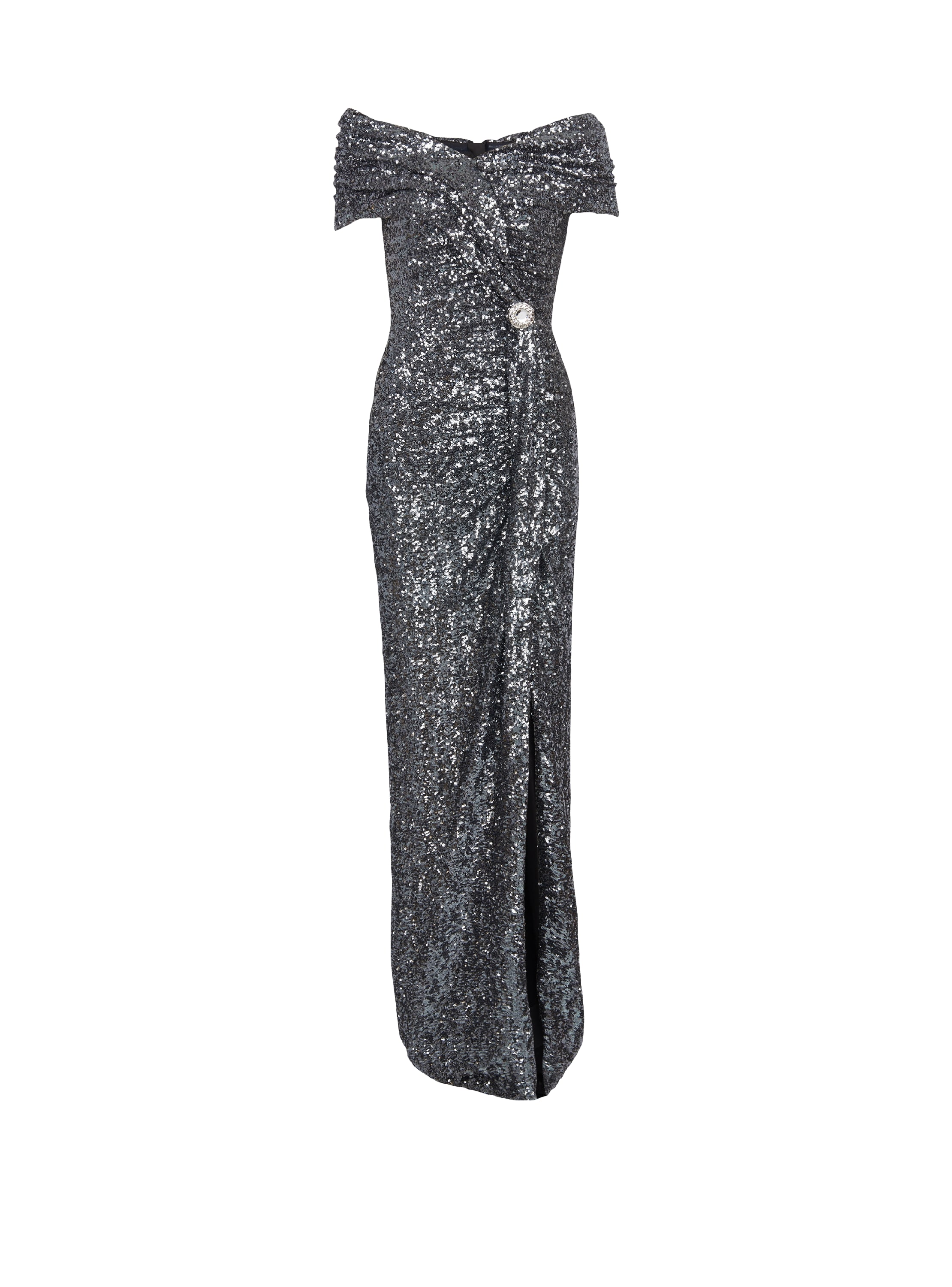 Balmain Long draped sequin dress